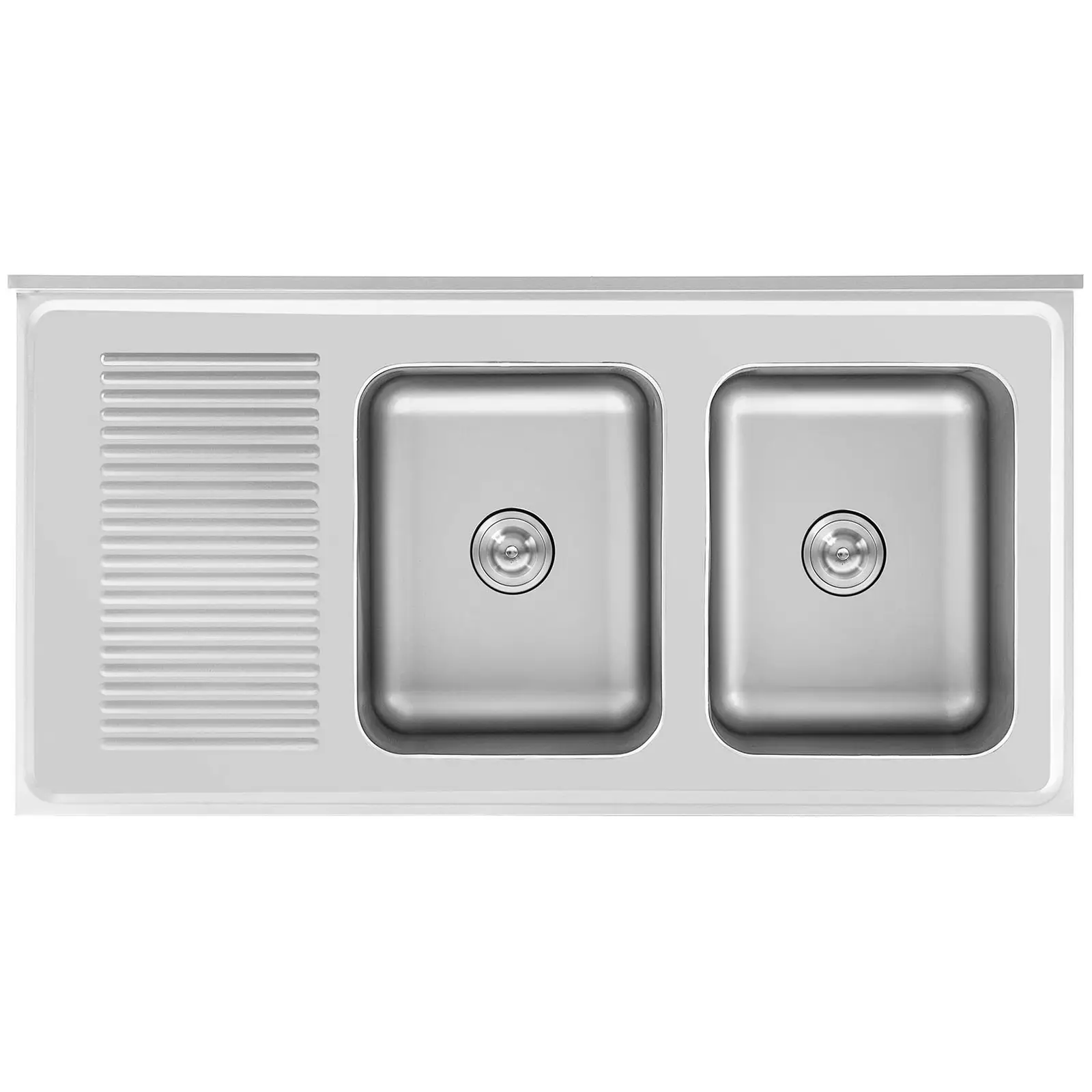 Dřezová skříň - 2 dřezy - Royal Catering - ušlechtilá ocel - 500 x 400 x 300 mm (Se skříní: Ano)