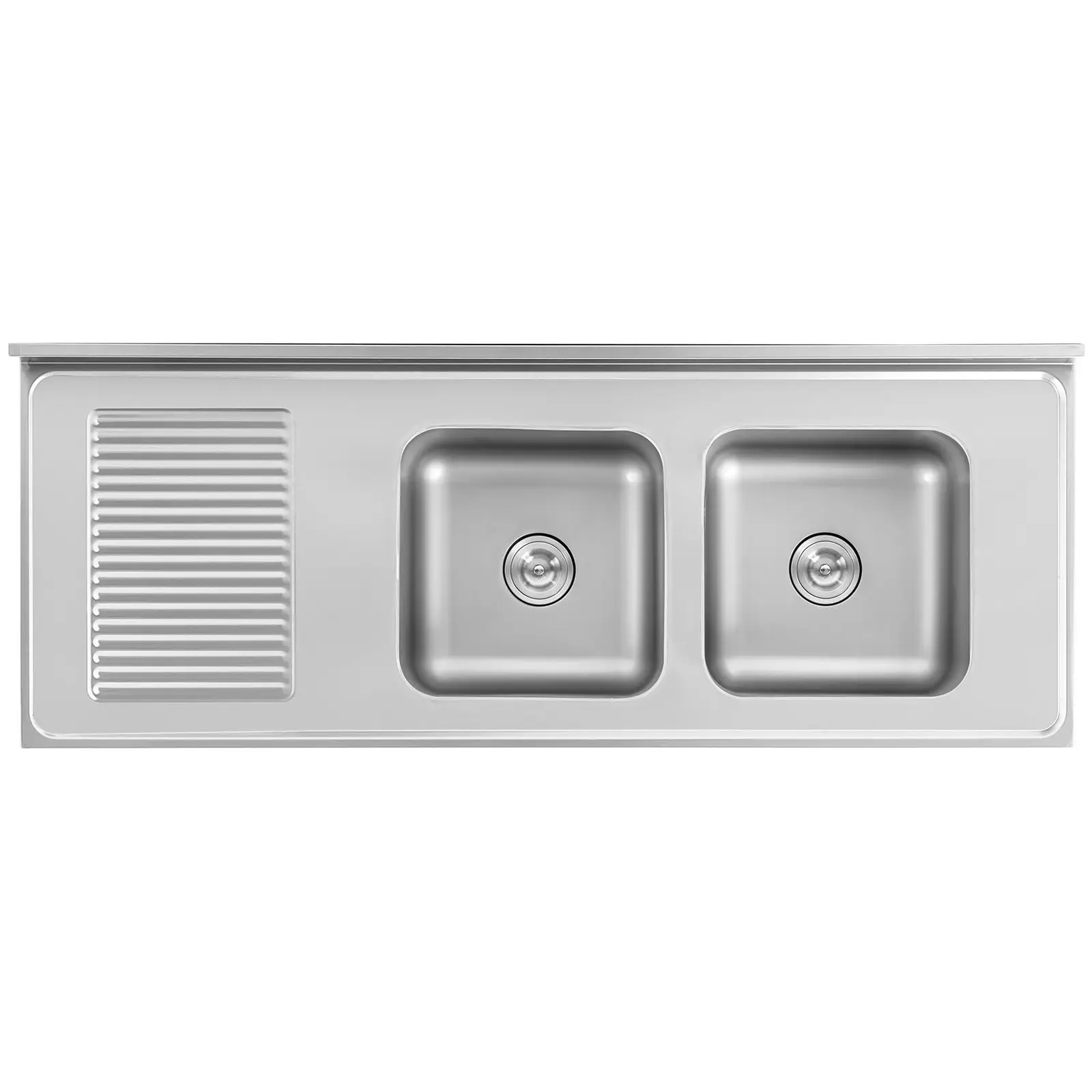 Chiuvetă de bucătărie comercială Silver Sink - 2 bazine - Royal Catering - Oțel inoxidabil - 400 x 400 x 250 mm