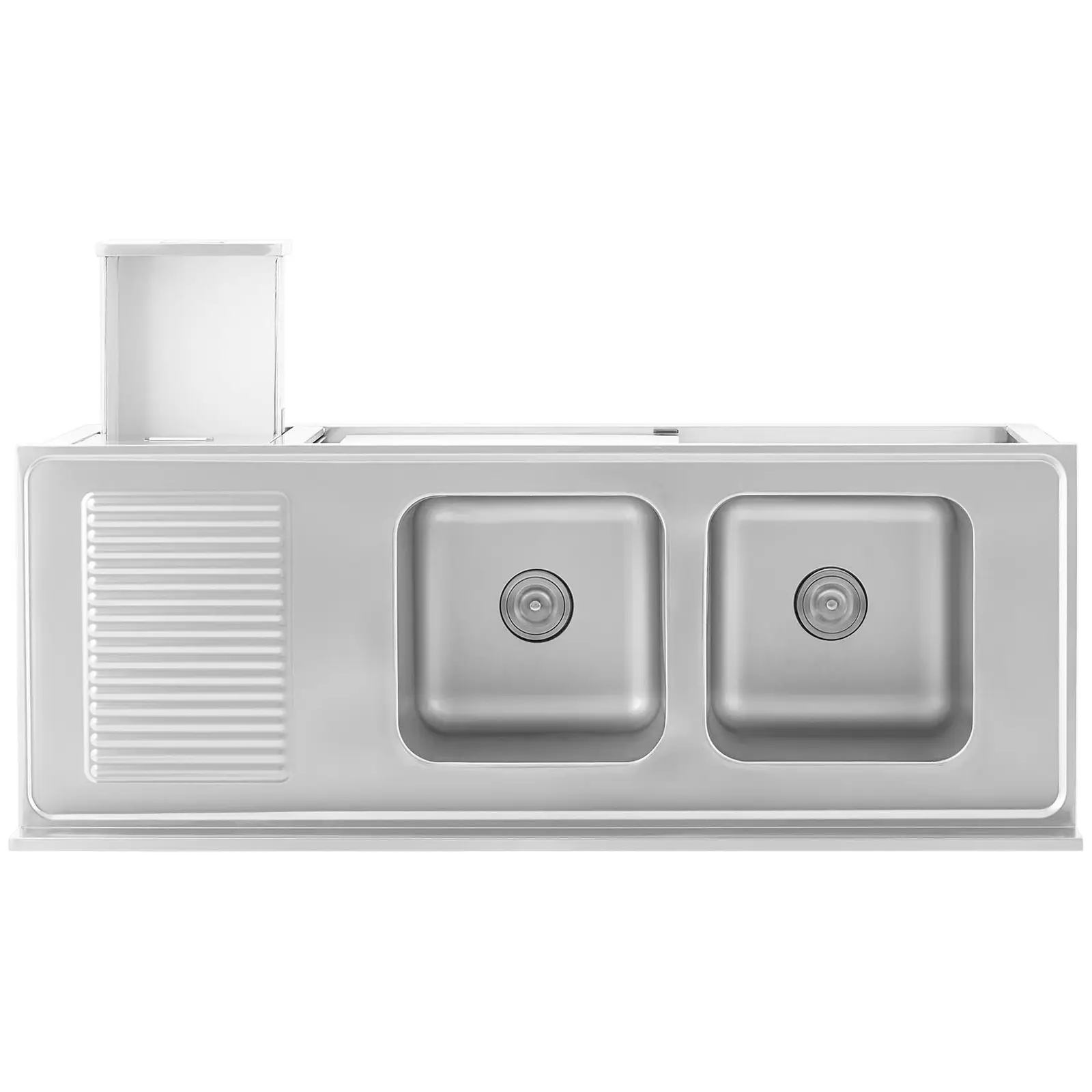 Dřezová skříň - 2 dřezy - Royal Catering - ušlechtilá ocel - 400 x 400 x 300 mm (Se skříní: Ano)