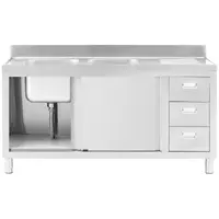 Commercial Kitchen Sink - 2 basins - Royal Catering - Stainless steel - 400 x 400 x 300 mm