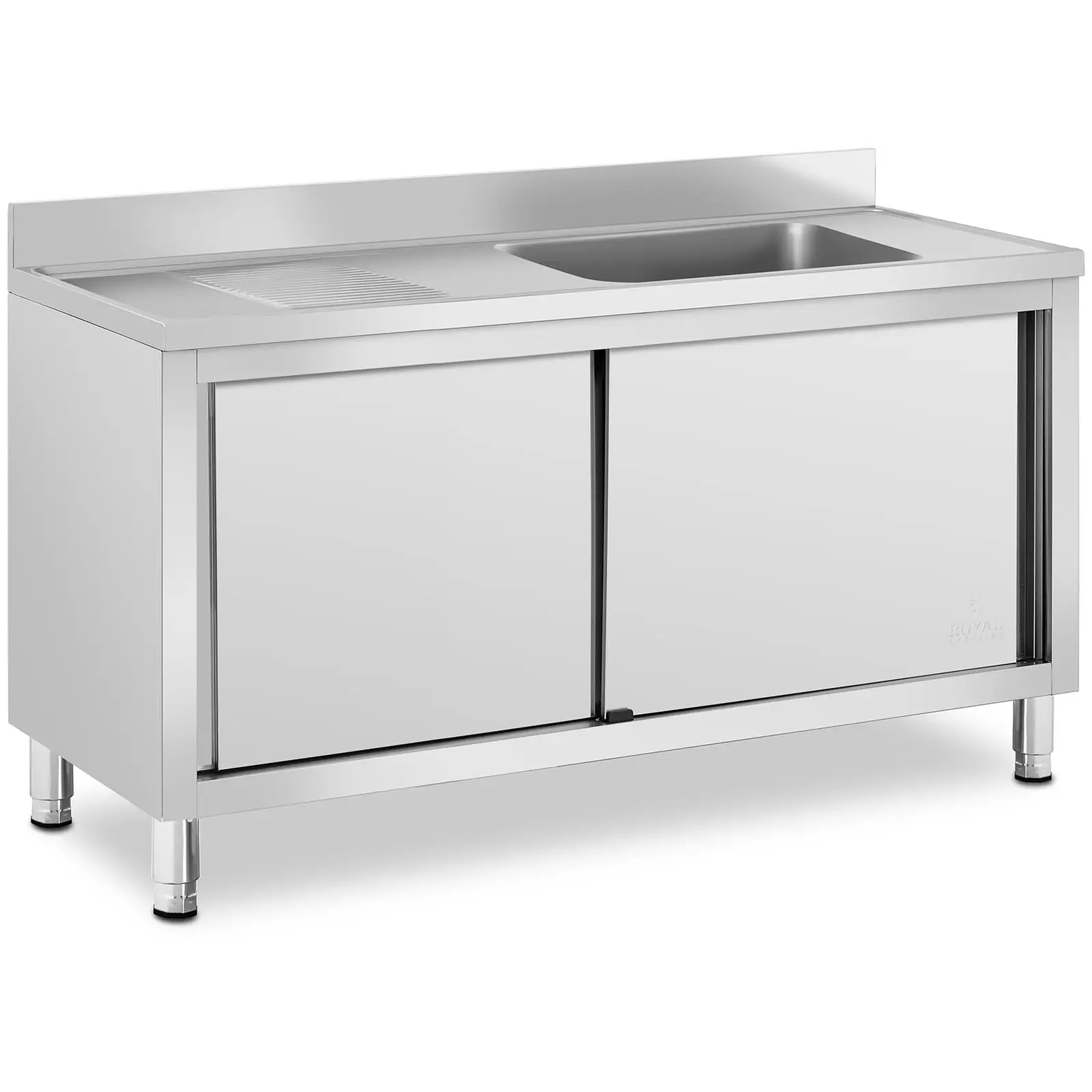 Chiuvetă de bucătărie comercială cu dulap - 1 bazin - Royal Catering - Oțel inoxidabil - 500 x 400 x 240 mm