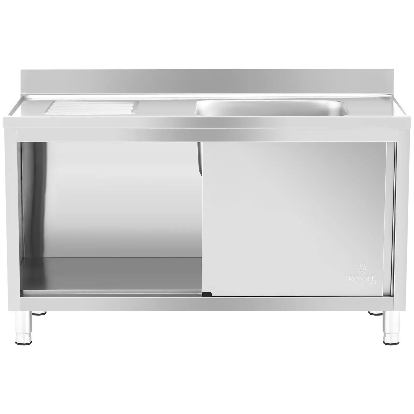 Dřezová skříň - 1 dřez - Royal Catering - Ušlechtilá ocel - 500 x 400 x 240 mm (Barva: Stříbrná)