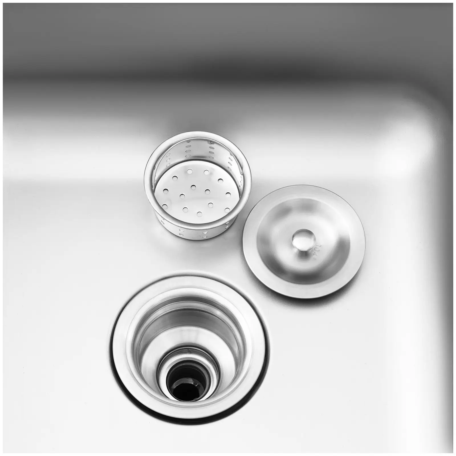 Plonge inox sur meuble - 1 bac - Royal Catering - Acier inoxydable - 500 x 400 x 260 mm (Avec pieds: Oui)
