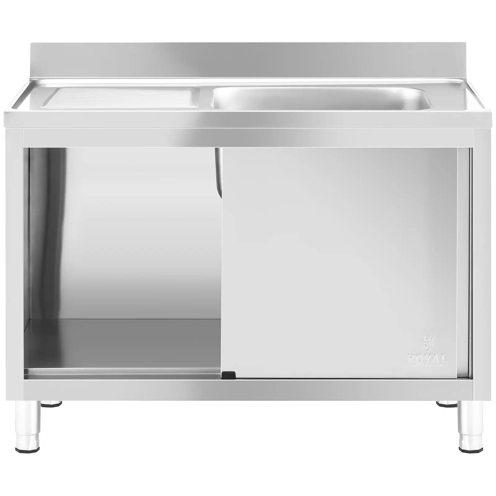 Plonge inox sur meuble - 1 bac - Royal Catering - Acier inoxydable - 500 x 400 x 260 mm (Couleur(s): Argenté)