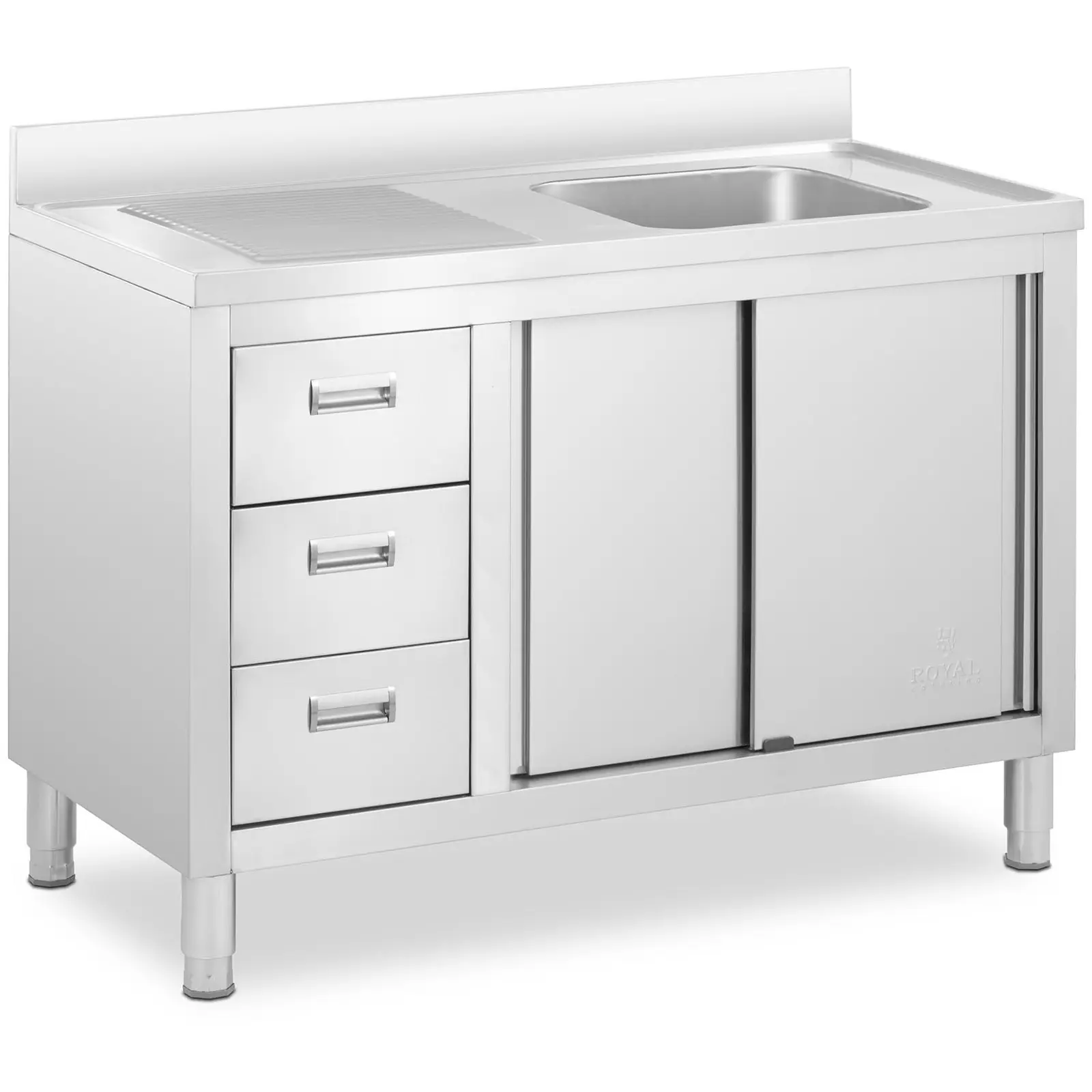 Komercijalni kuhinjski sudoper - 1 umivaonik - Royal Catering - Ne hrđajući Čelik - 400 x 400 x 300 mm