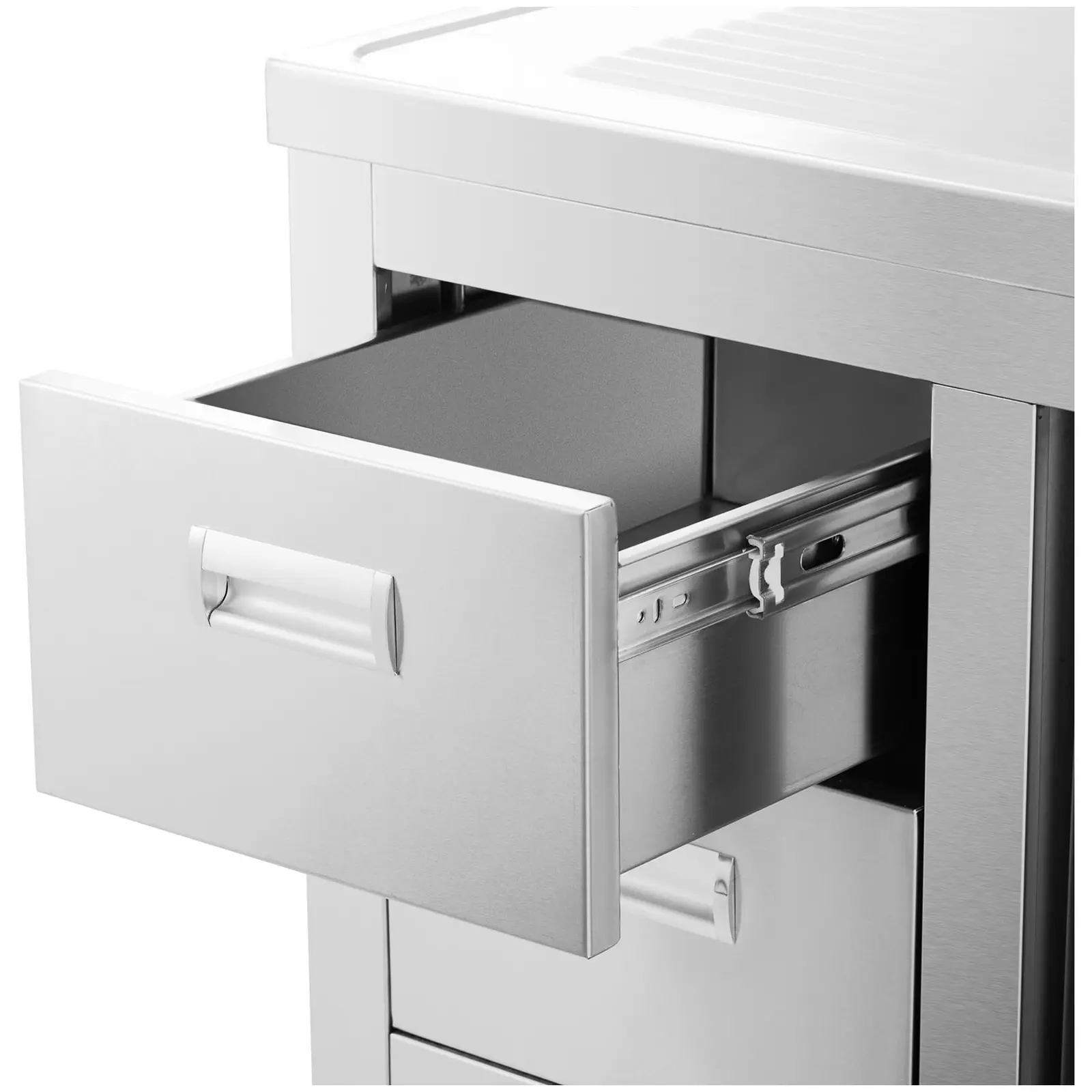 Plonge inox sur meuble - 1 bac - Royal Catering - Acier inoxydable - 400 x 400 x 300 mm