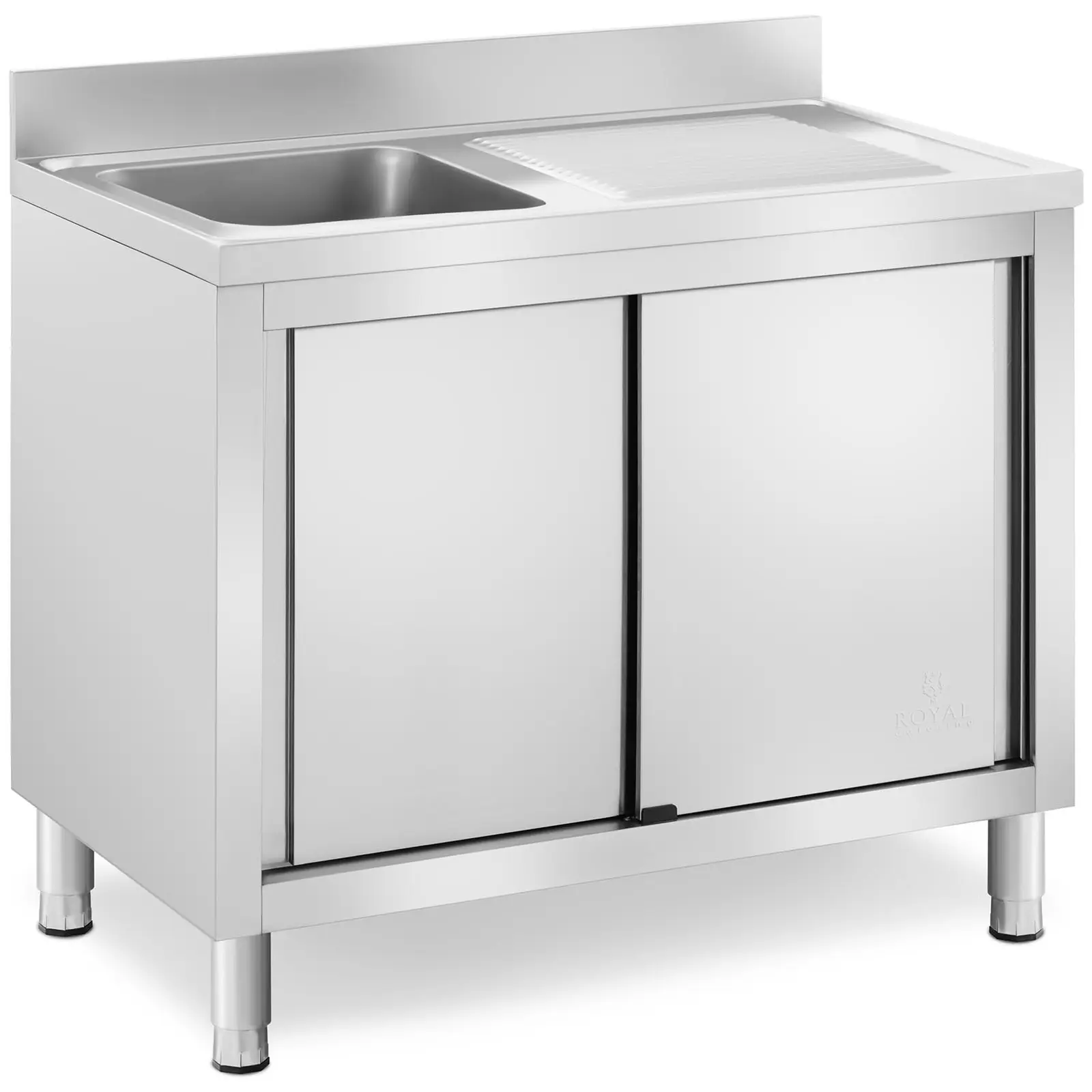 Levně Dřezová skříň 1 dřez ušlechtilá ocel 400 x 400 x 240 mm - Dřezové skříňky Royal Catering