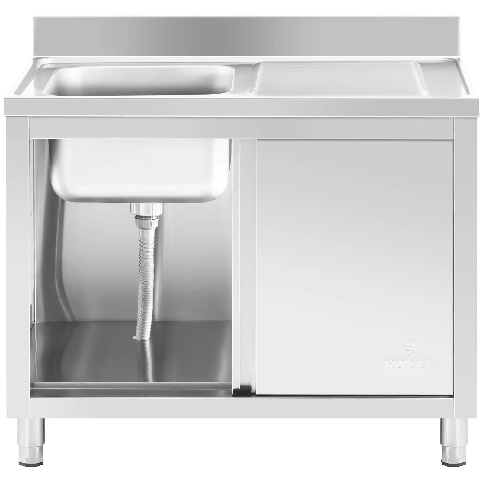 Dřezová skříň - 1 dřez - Royal Catering - ušlechtilá ocel - 400 x 400 x 240 mm (Počet dřezů: 1)