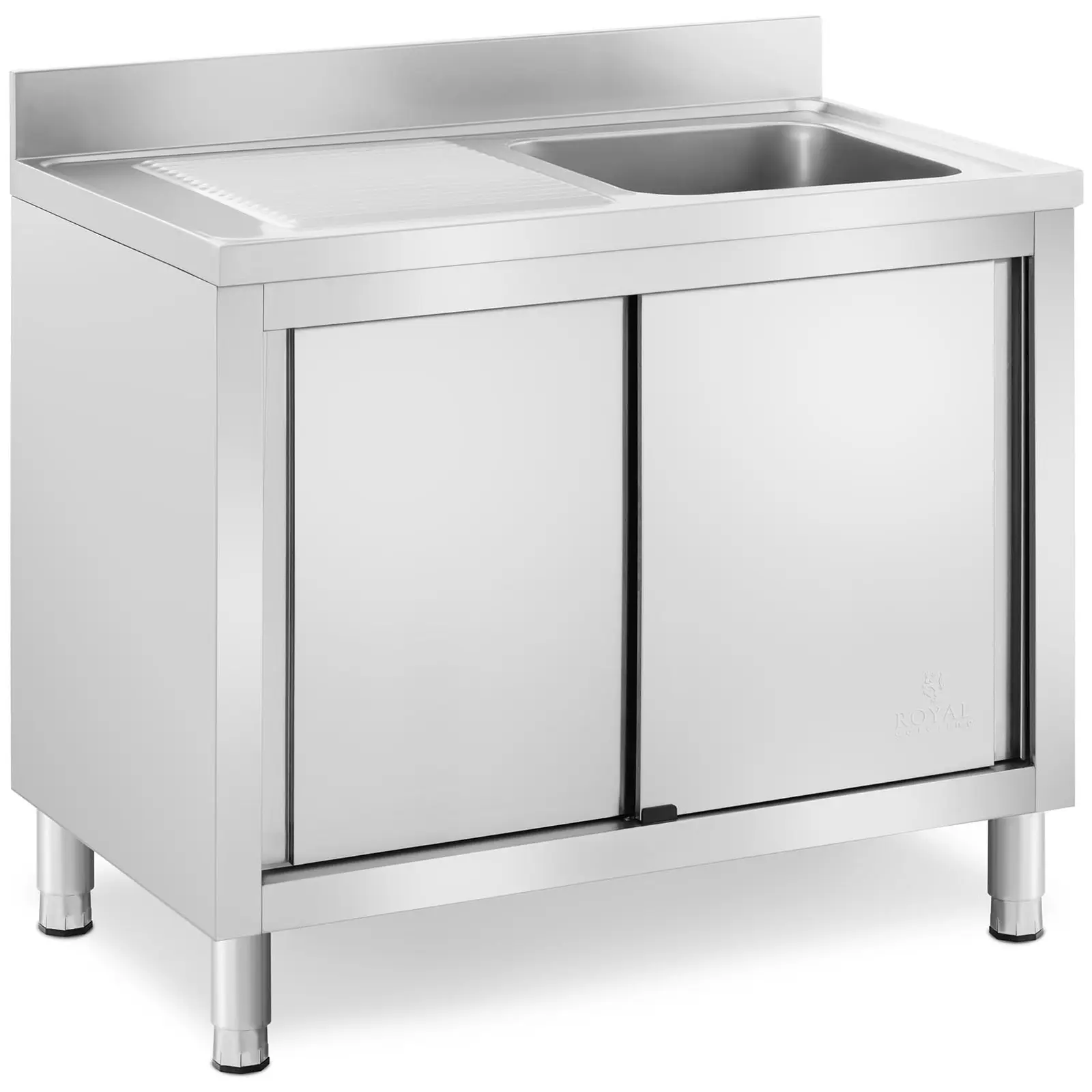 Szafka ze zlewem - 1 komora - Royal Catering - stal nierdzewna - 400 x 400 x 240 mm