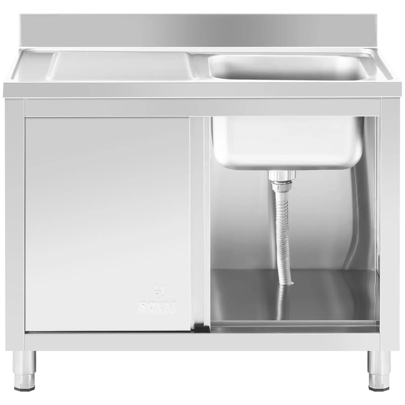 Dřezová skříň - 1 dřez - Royal Catering - ušlechtilá ocel - 400 x 400 x 240 mm (Počet dřezů: 1)