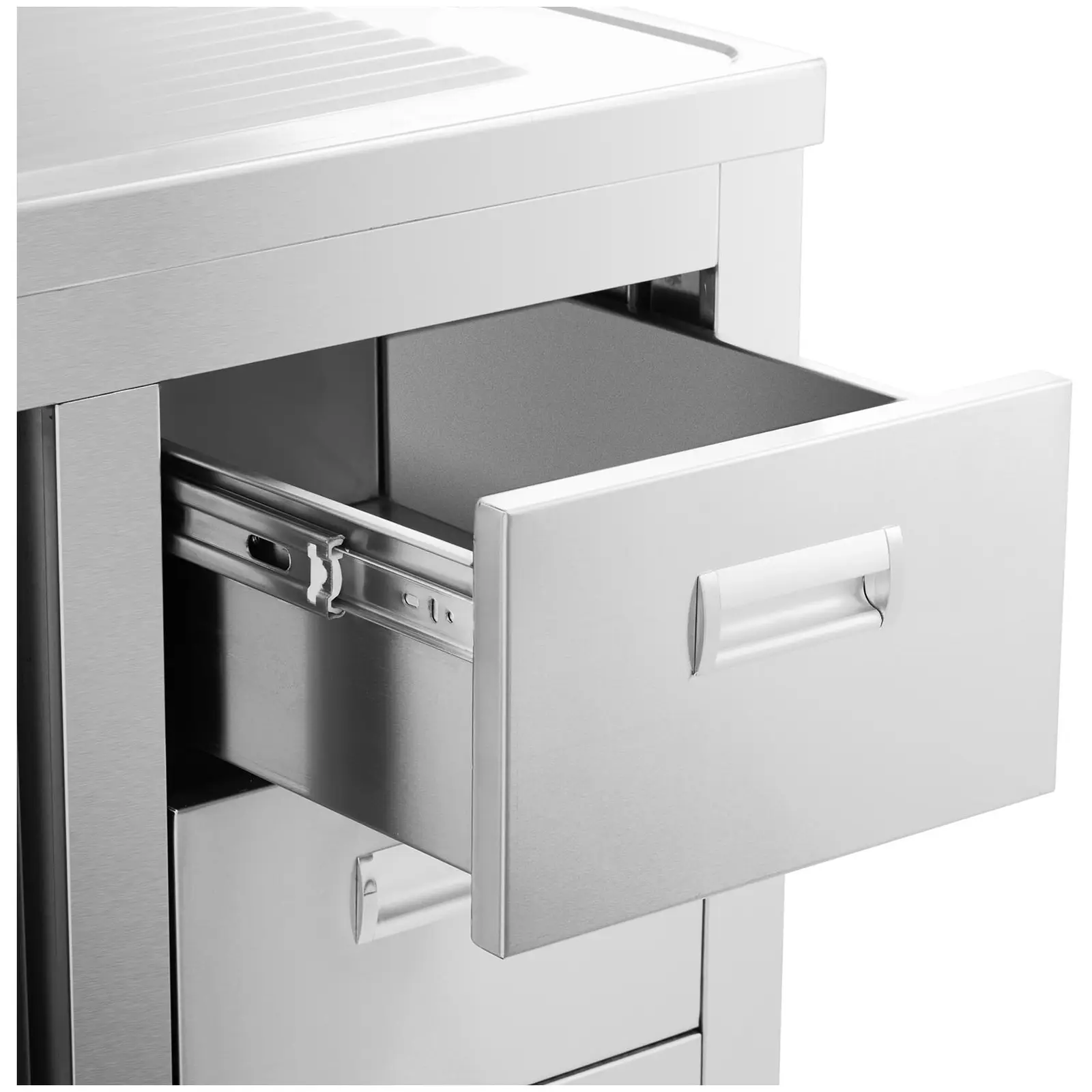 Dřezová skříň - 1 dřez - Royal Catering - Ušlechtilá ocel - 400 x 400 x 300 mm (S nohama: Ano)