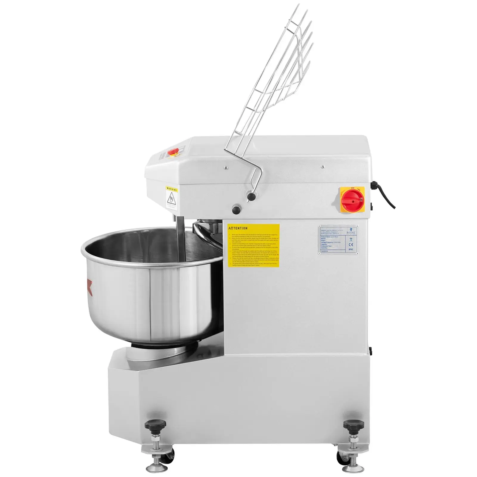 Hnětač těsta - 23 l - Royal Catering - 1300 W (Materiál: Ušlechtilá ocel)