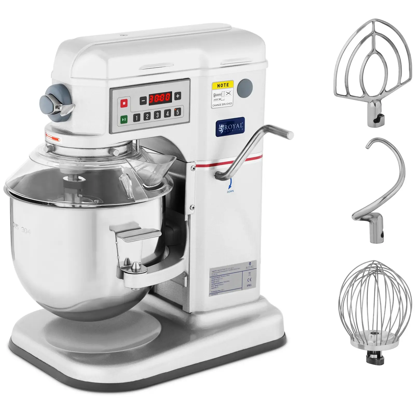 Impastatrice planetaria - 650 W - Royal Catering - Combinabile con accessori