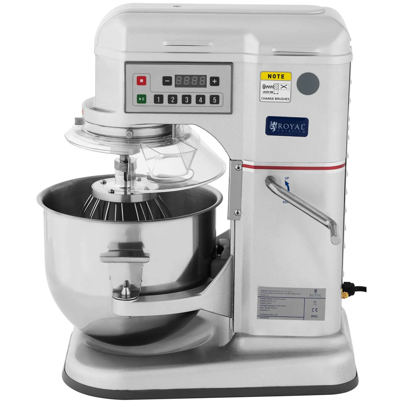 Hnětač těsta - 650 W - Royal Catering - 230–580 ot/min (Ochranný kryt: Ano)