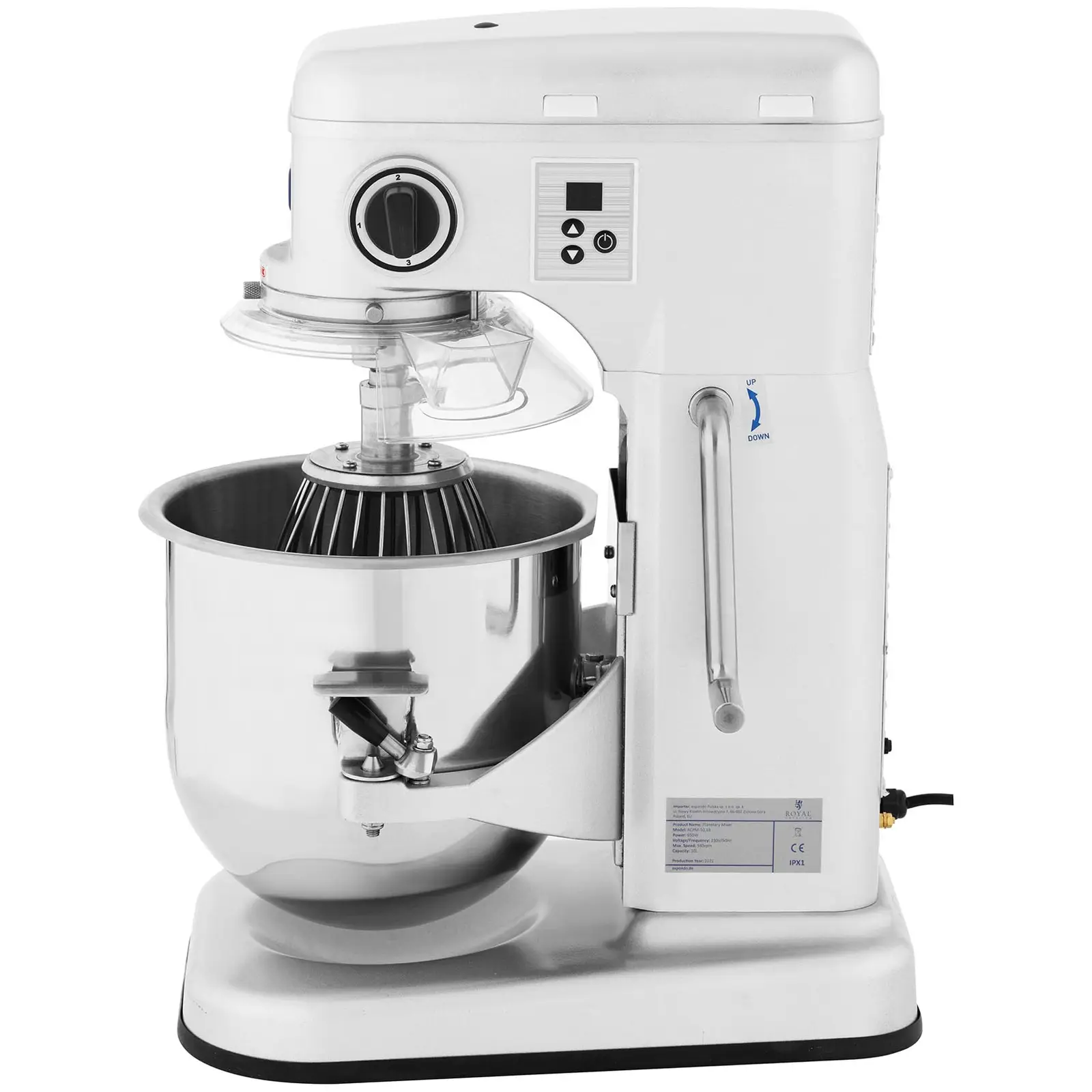 Hnětač těsta - 10 l - Royal Catering - 650 W (Materiál: Ušlechtilá ocel)