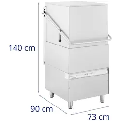 Hætteopvaskemaskine - 8600 W - Royal Catering - maks. 60 opvaskekurve i timen