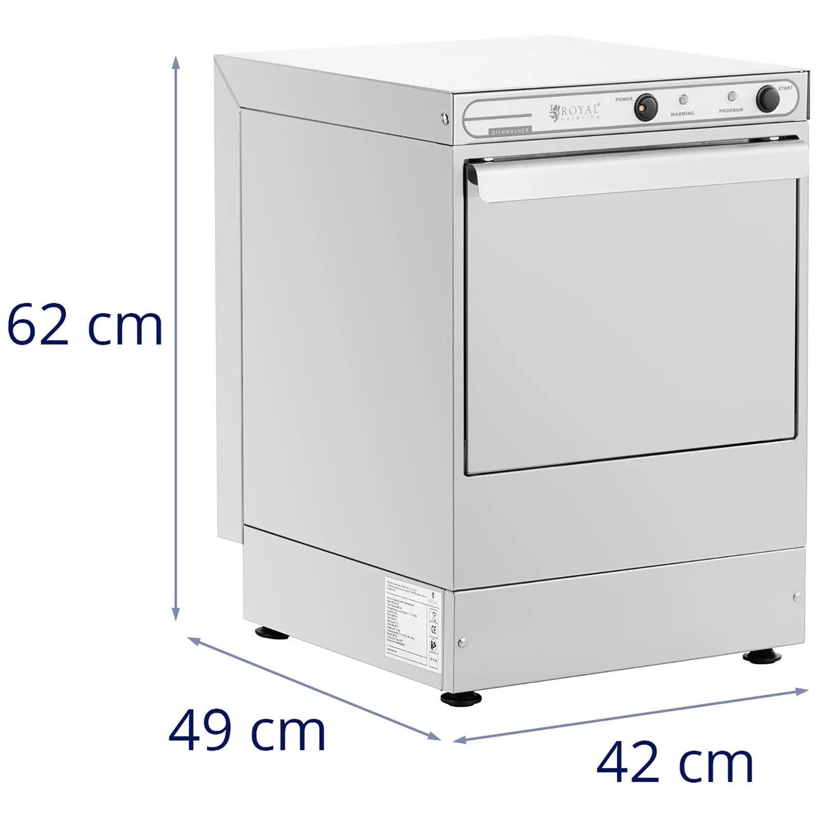 Industriopvaskemaskine - 2600 W - Royal Catering - rustfrit stål