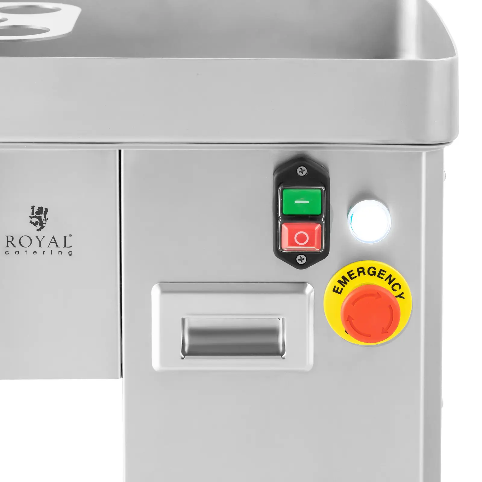 Kráječ na maso - 550 W - tloušťka řezu 3 mm - ušlechtilá ocel - Royal Catering (Délka kabelu: 180 cm)