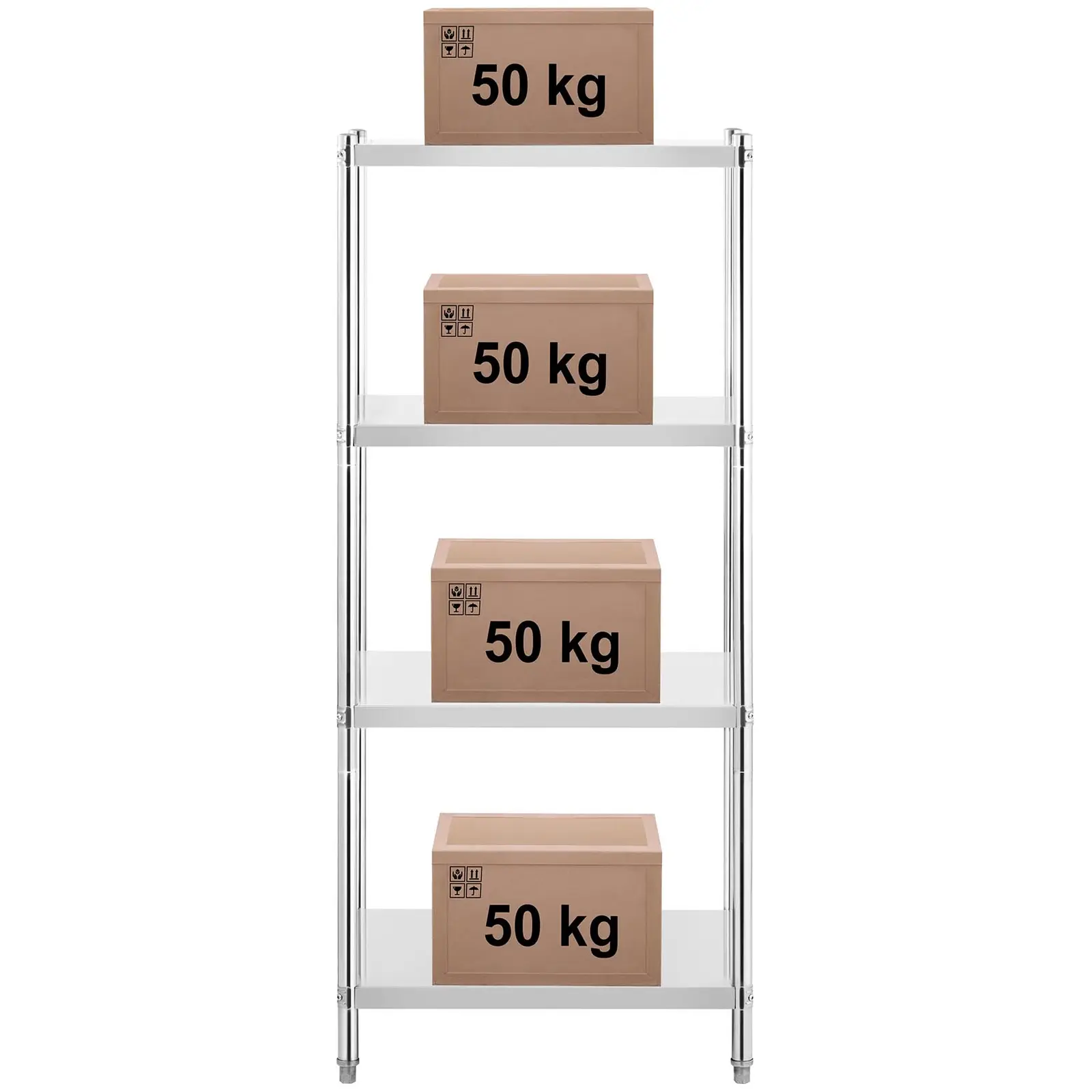 Regál z ušlechtilé oceli - 80 x 60 x 180 cm - Royal Catering - 200 kg (Rozměry [cm]: 80x60x180)