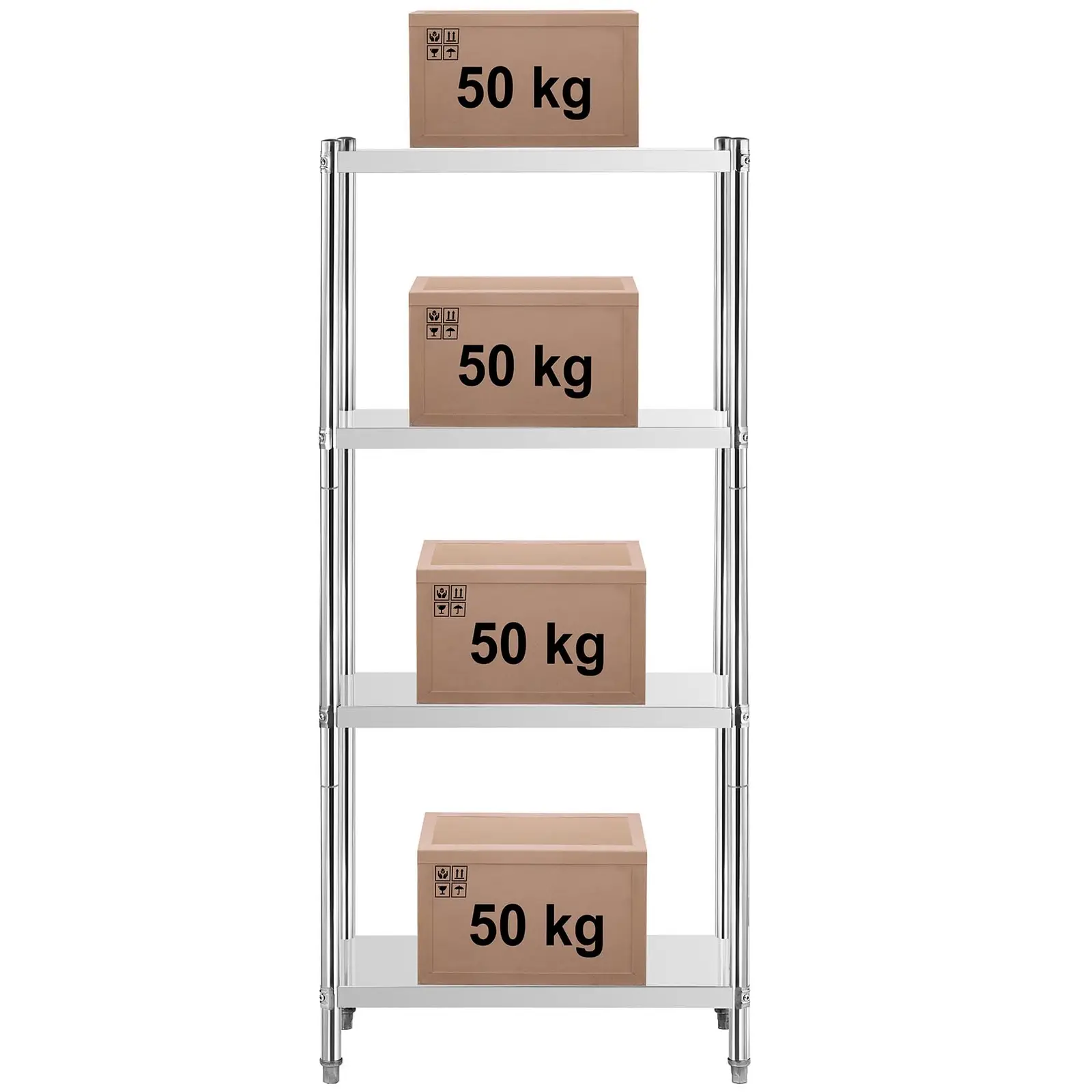 Regál z ušlechtilé oceli - 80 x 40 x 180 cm - Royal Catering - 200 kg (Rozměry [cm]: 80x40x180)