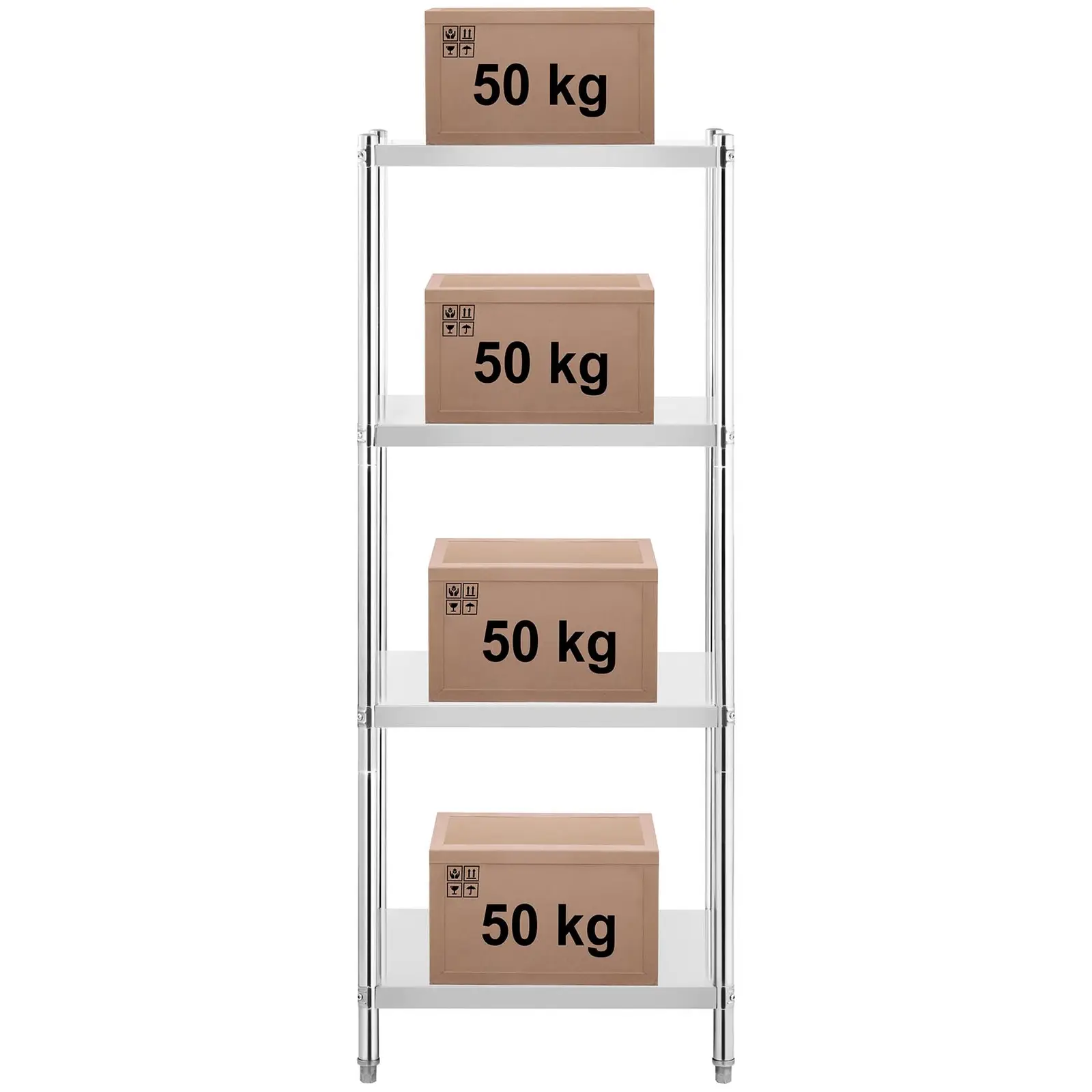 Regál z ušlechtilé oceli - 70 x 60 x 180 cm - Royal Catering - 200 kg (Materiál: Ušlechtilá ocel)