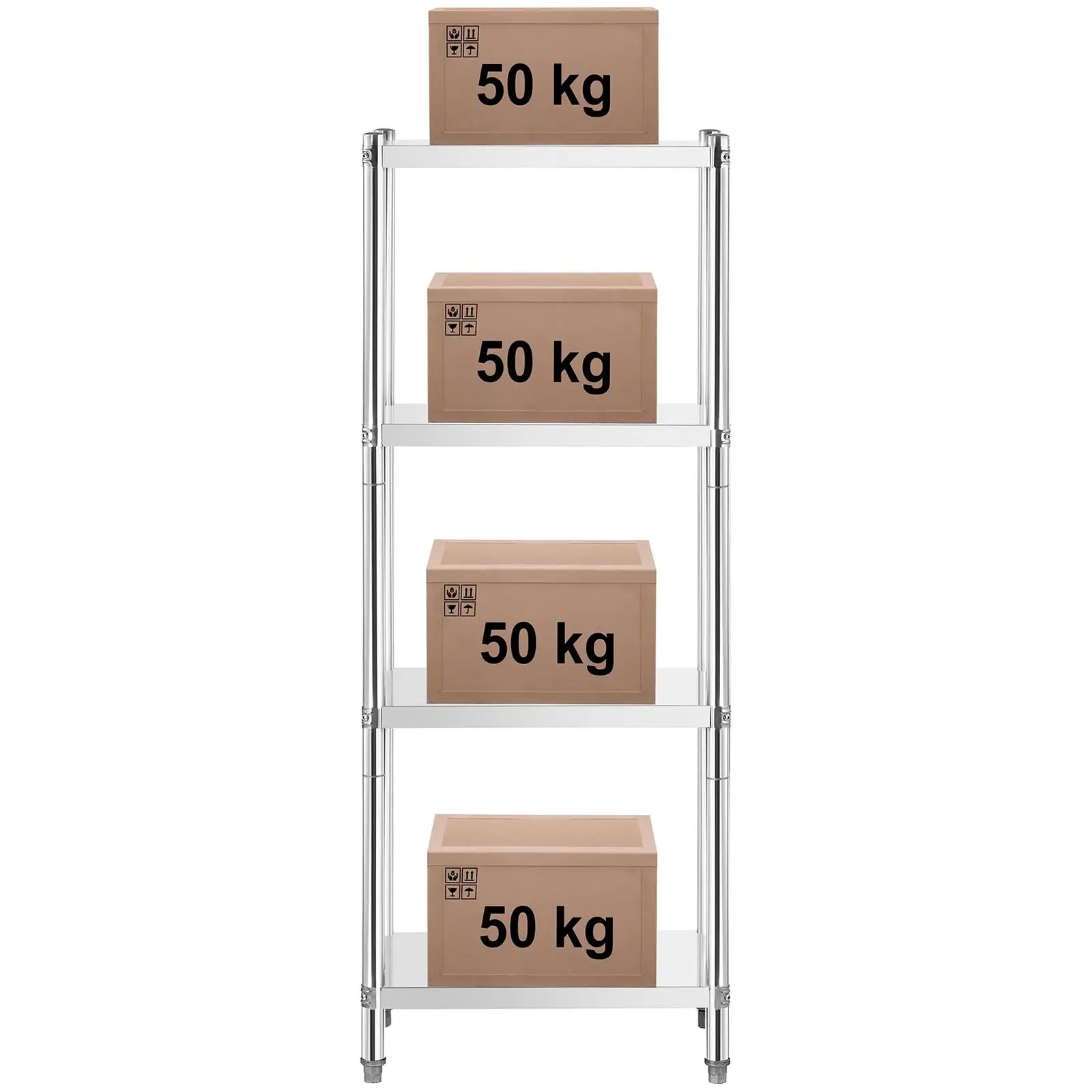 Regál z ušlechtilé oceli - 70 x 40 x 180 cm - Royal Catering - 200 kg (Rozměry [cm]: 70x40x180)