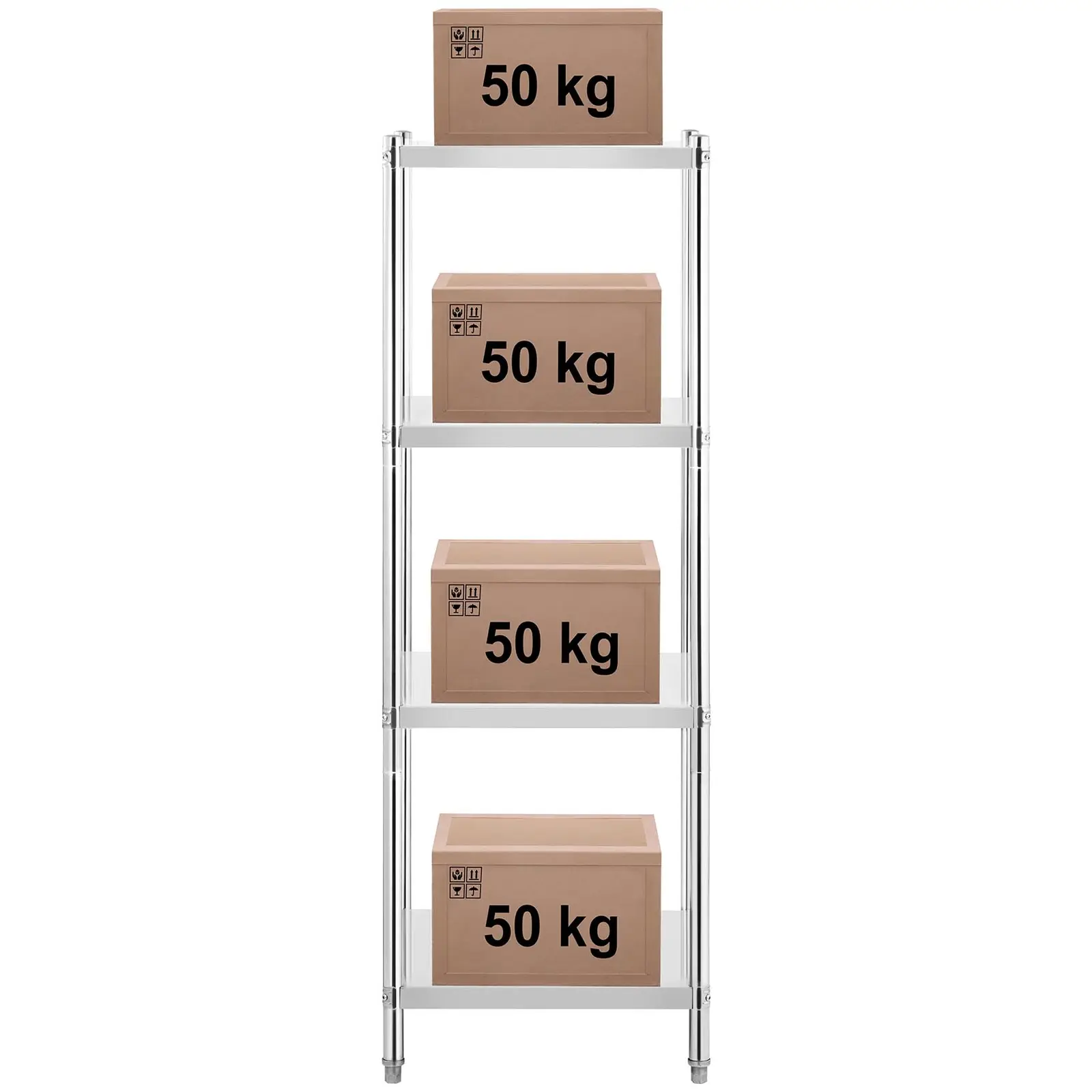 Regál z ušlechtilé oceli - 60 x 60 x 180 cm - Royal Catering - 200 kg (Rozměry [cm]: 60x60x180)