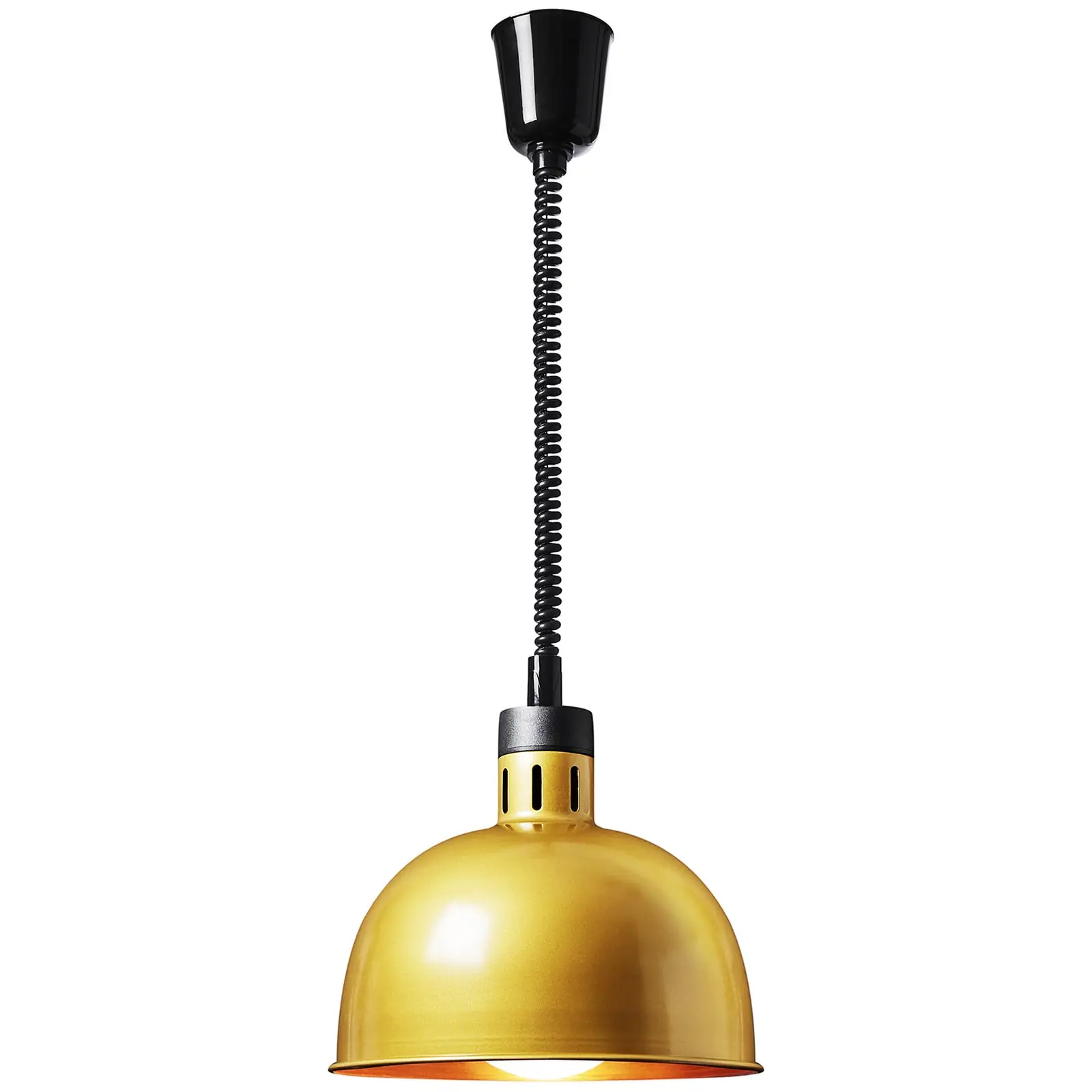 Lampa grzewcza do potraw - jasnozłota - 29 x 29 x 29.5 cm - Royal Catering - stal - regulowana wysokość