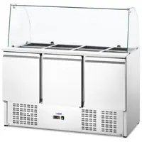 Vetrina refrigerata - Con piano in vetro - Royal Catering - 368 L - Per 8 contenitori GN - 322 x 133.5 cm