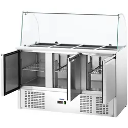 Mesa refrigerada para saladas - com vitrina de vidro - Royal Catering - 368 l - para 8 recipientes GN - 137 x 70 cm