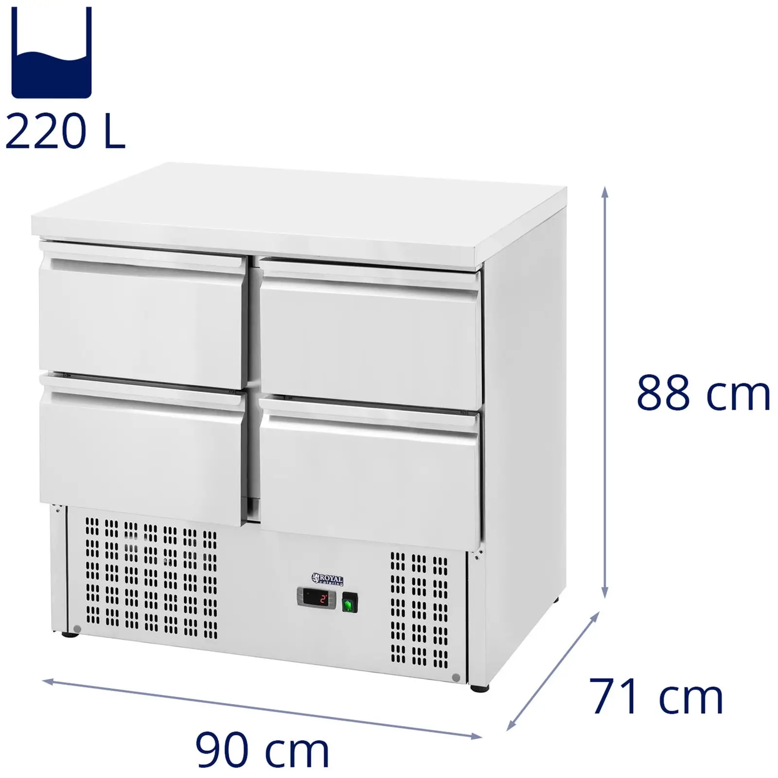 Table réfrigérée - Royal Catering - 220 l - 4 x GN 1/2 -  90 x 71 cm