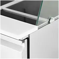 Mesa refrigerada para saladas - com vitrina de vidro - Royal Catering - 240 l - para 7 recipientes GN - 90 x 70 cm