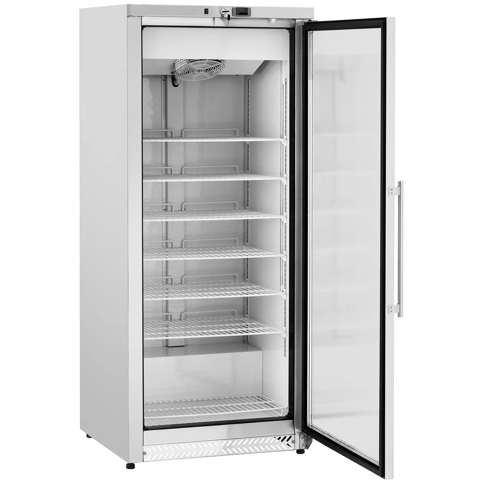 B-termék Fagyasztószekrény - 580 l - Royal Catering - üvegajtó - Ezüst - hűtőközeg R290
