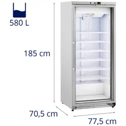 Freezer - 580 L - Royal Catering - glass door - Silver - refrigerant R290