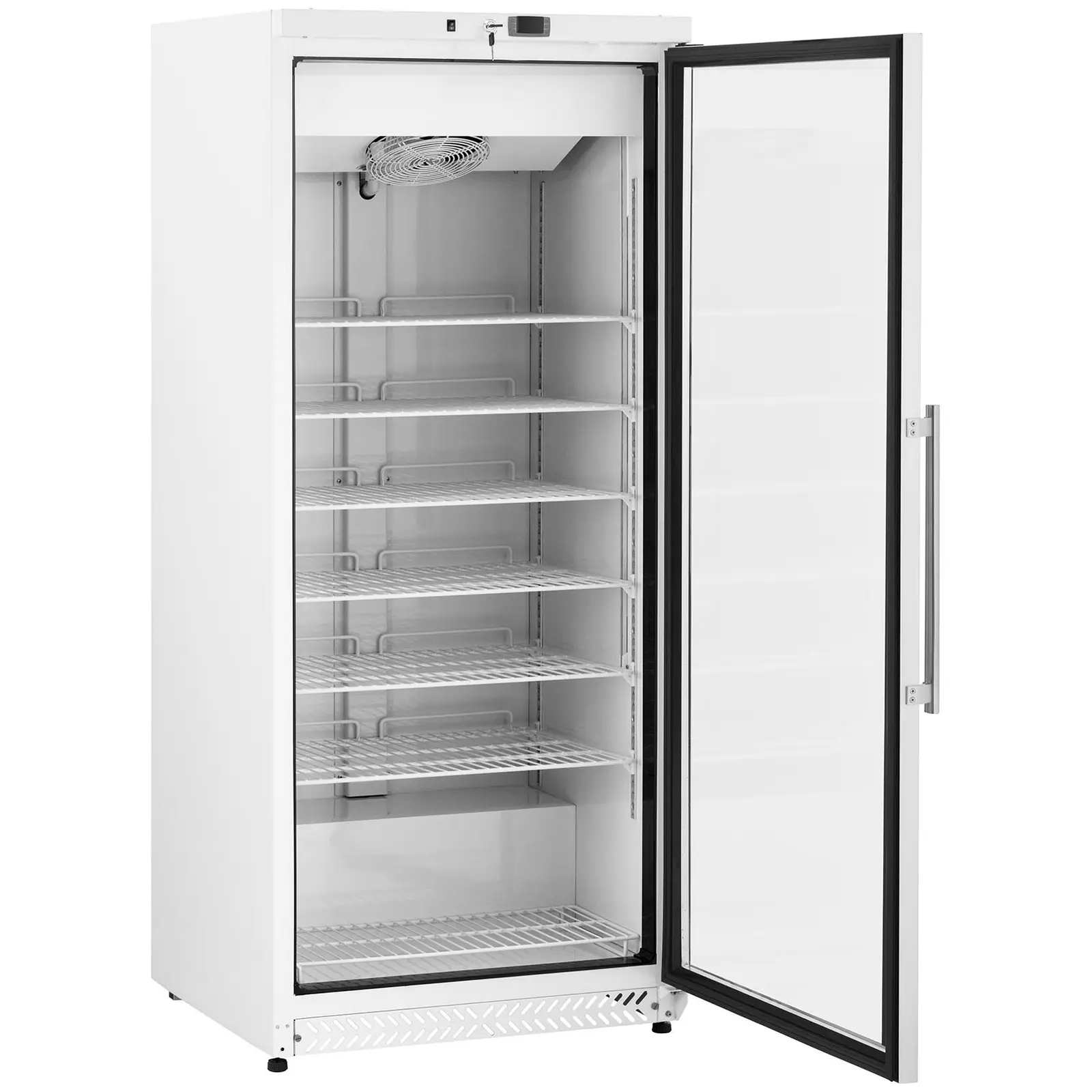 Fryser - 580 L - Royal Catering - glassdør - Sølv - kjølemiddel R290