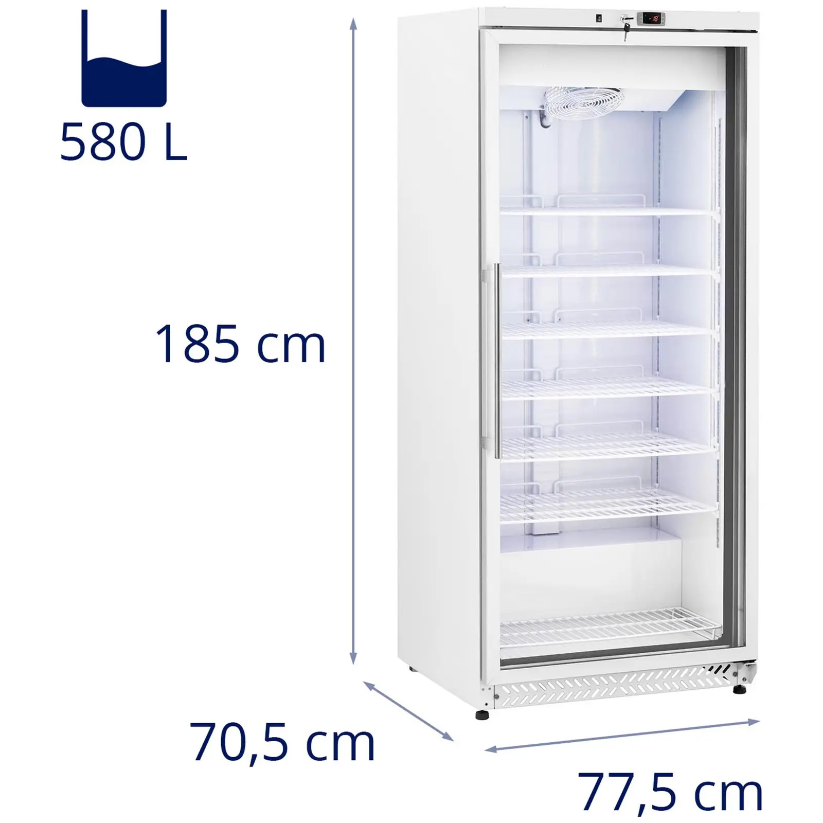 Congelador - 580 L - Royal Catering - puerta de vidrio - negro - refrigerante R290