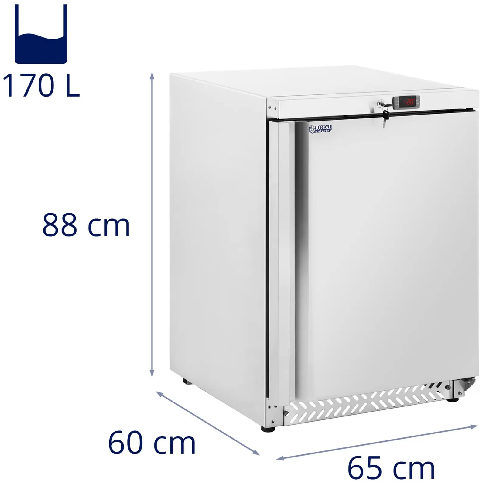 Fagyasztószekrény - 170 L - Royal Catering - Ezüst - hűtőközeg R600A