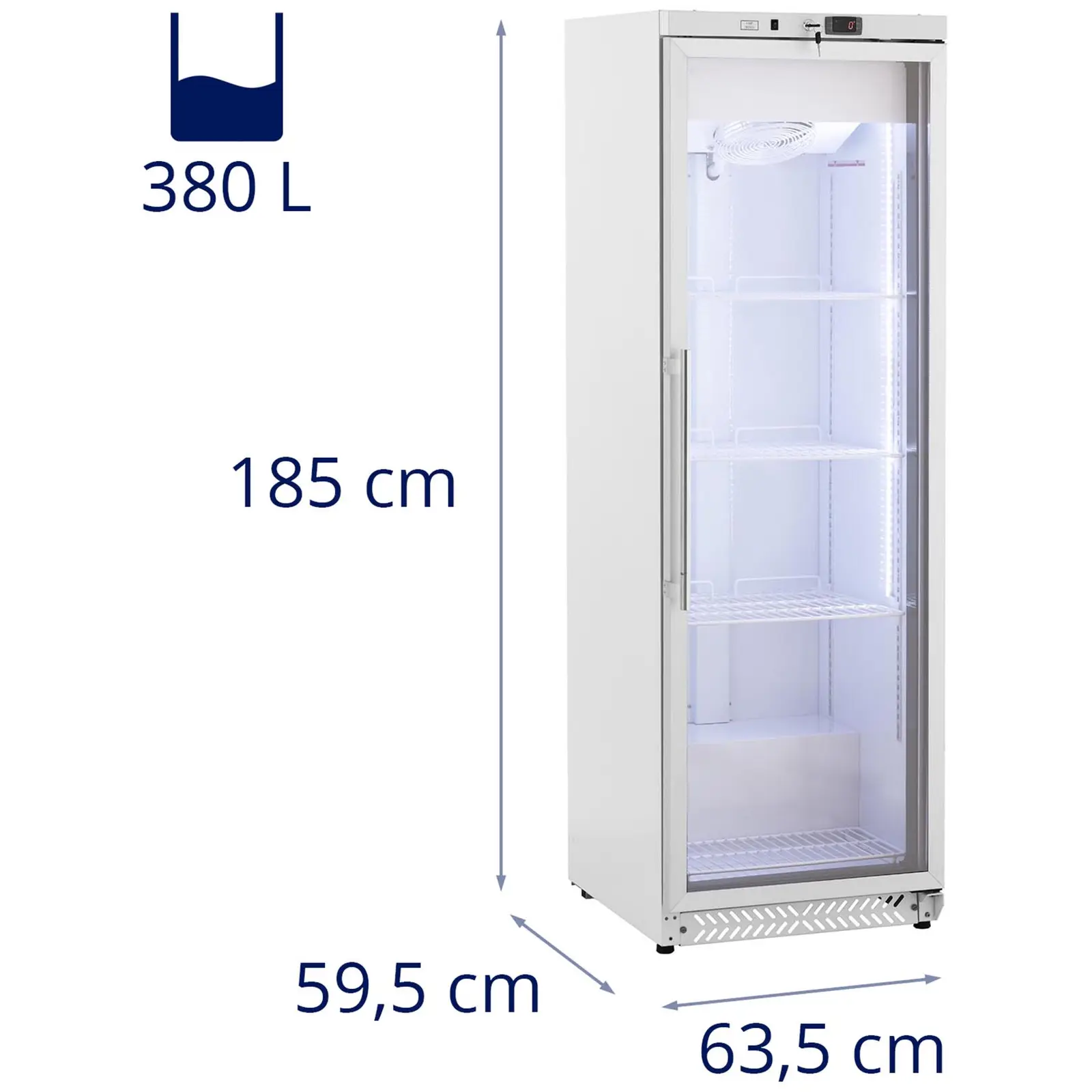 Хладилник - 380 л - Royal Catering - със стъклена врата
