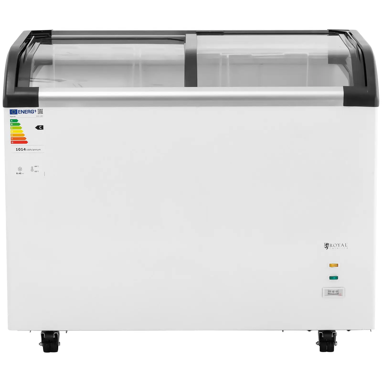 Congélateur coffre - 273 l - Royal Catering - Portes vitrées (CEA (consommation énergétique annuelle) [kWh]: 997)