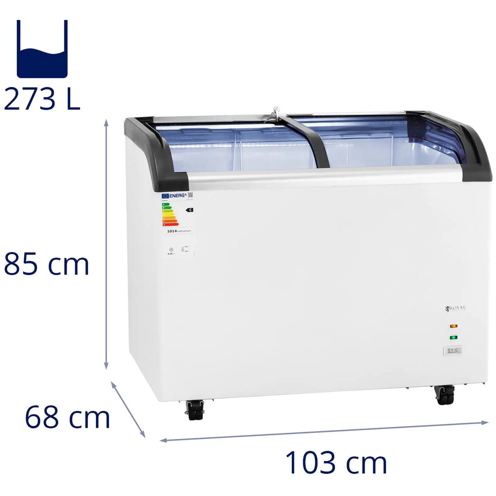 Congélateur coffre - 273 l - Royal Catering - Portes vitrées (Tension [V]: 230)