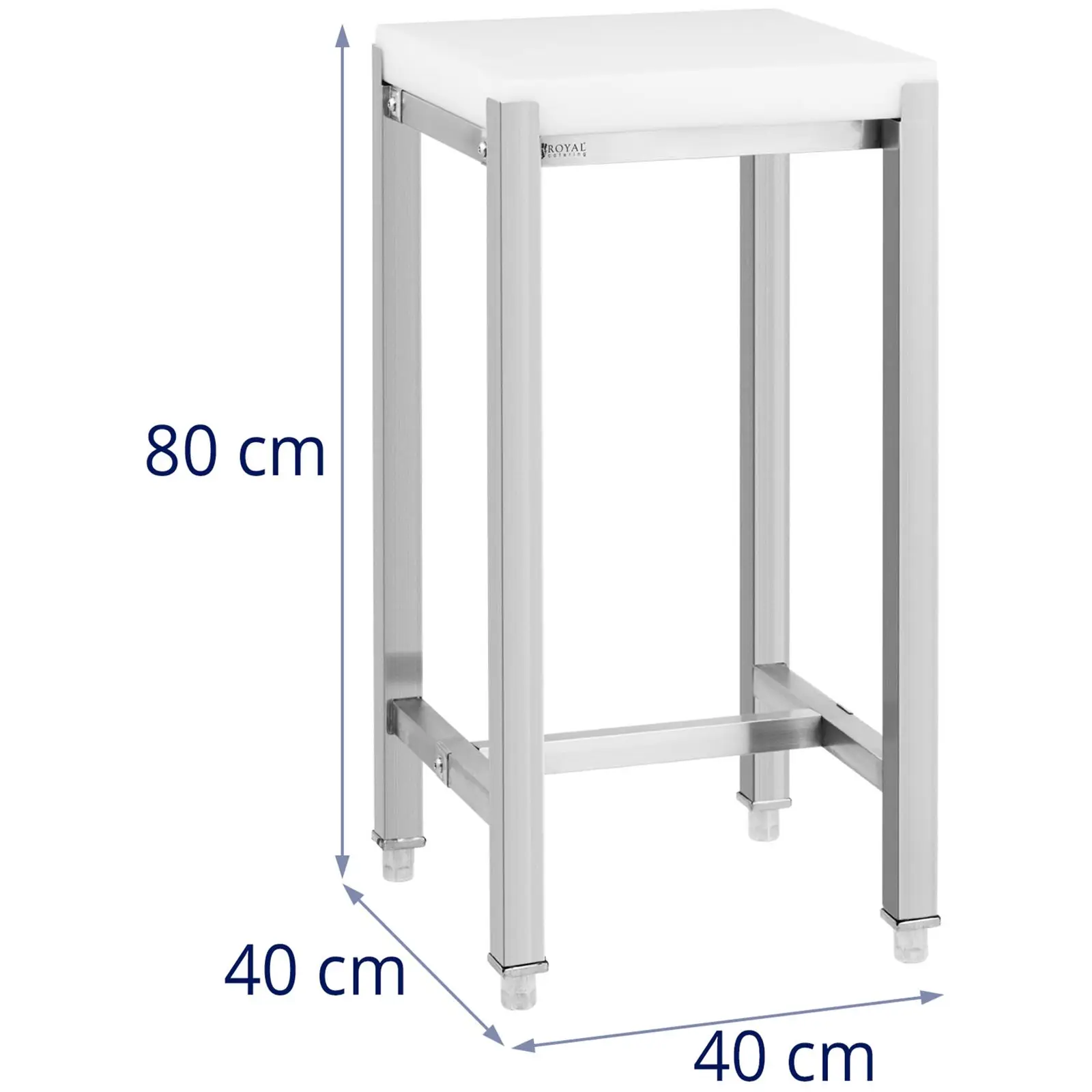 Billot boucherie - 40 x 40 cm - Royal Catering - Hauteur de travail : 80 cm (Couleur(s): Blanc)