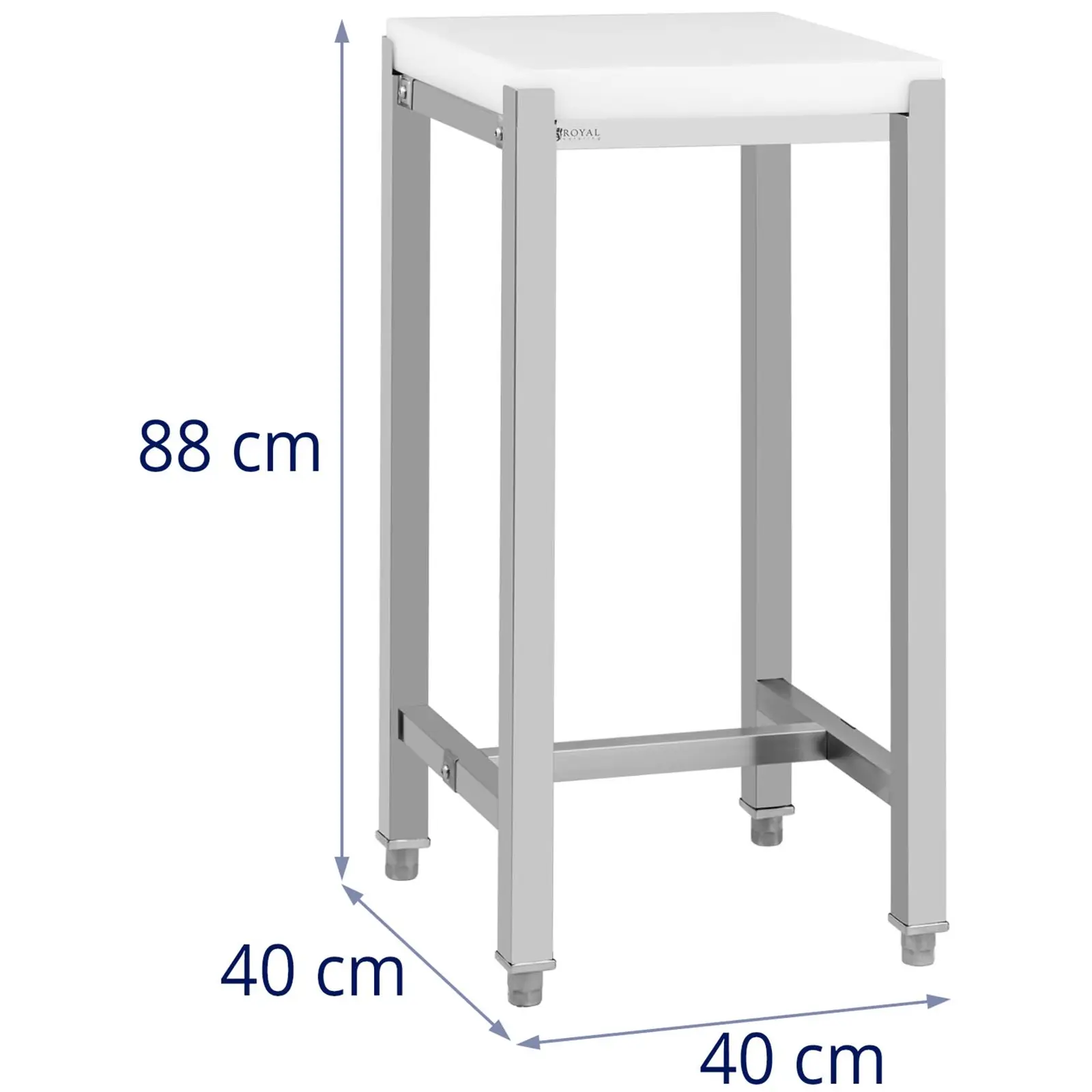Slagteblok - 40 x 40 cm - Royal Catering - arbejdshøjde: 88 cm (Farve: hvid)