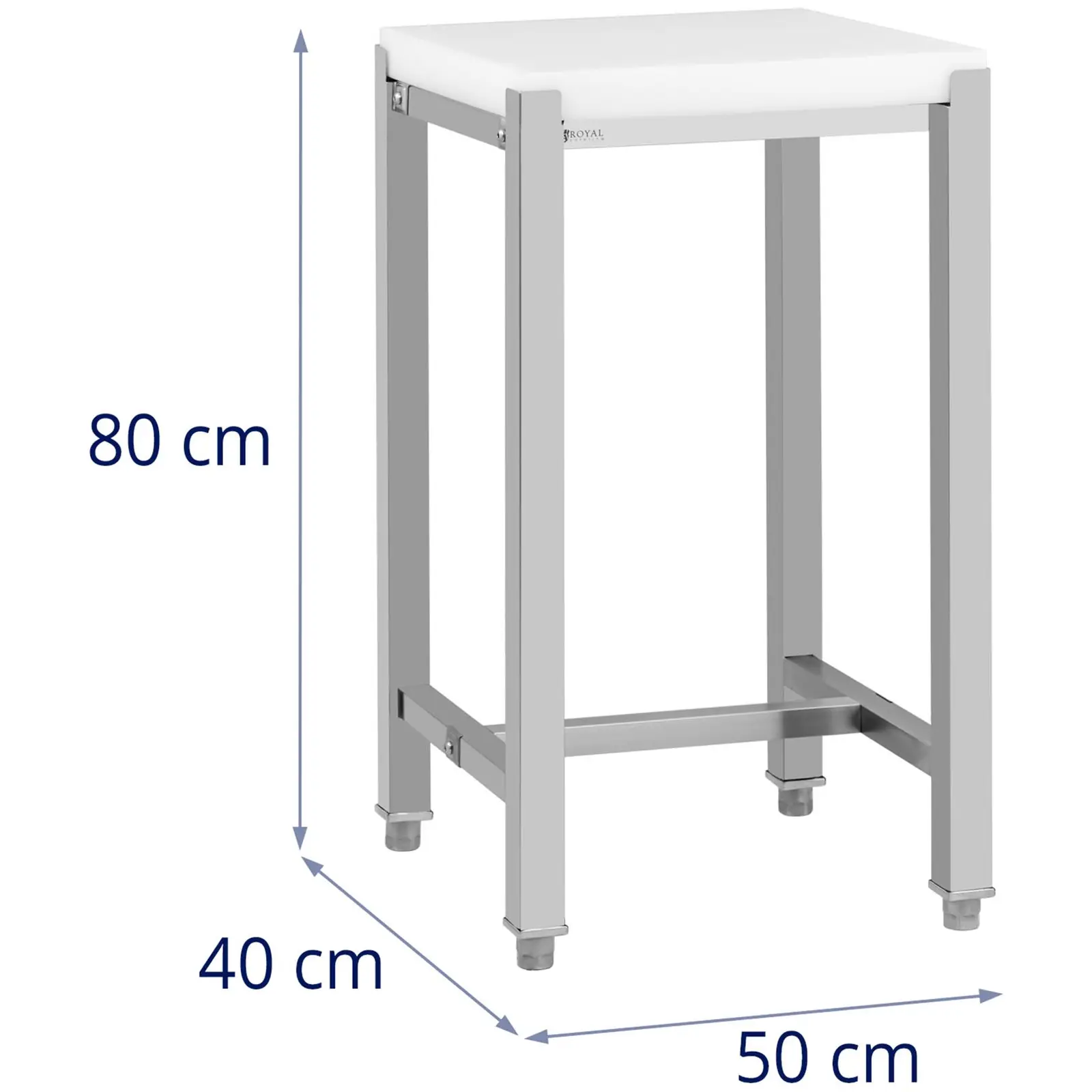 Butcher block - 40 x 50 cm - Royal Catering - Working height: 80 cm (Colour: White)