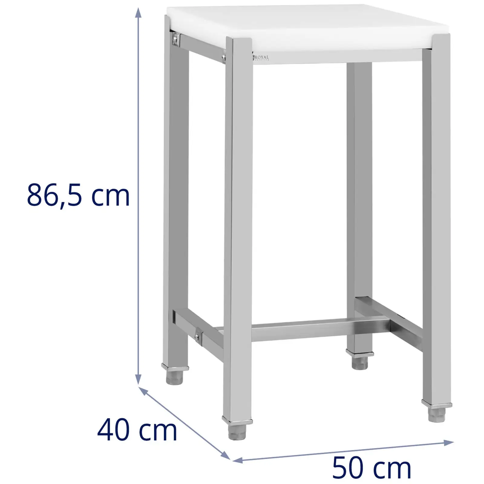 Billot boucherie - 40 x 50 cm - Royal Catering - Hauteur de travail : 86.5 cm (Couleur(s): Blanc)