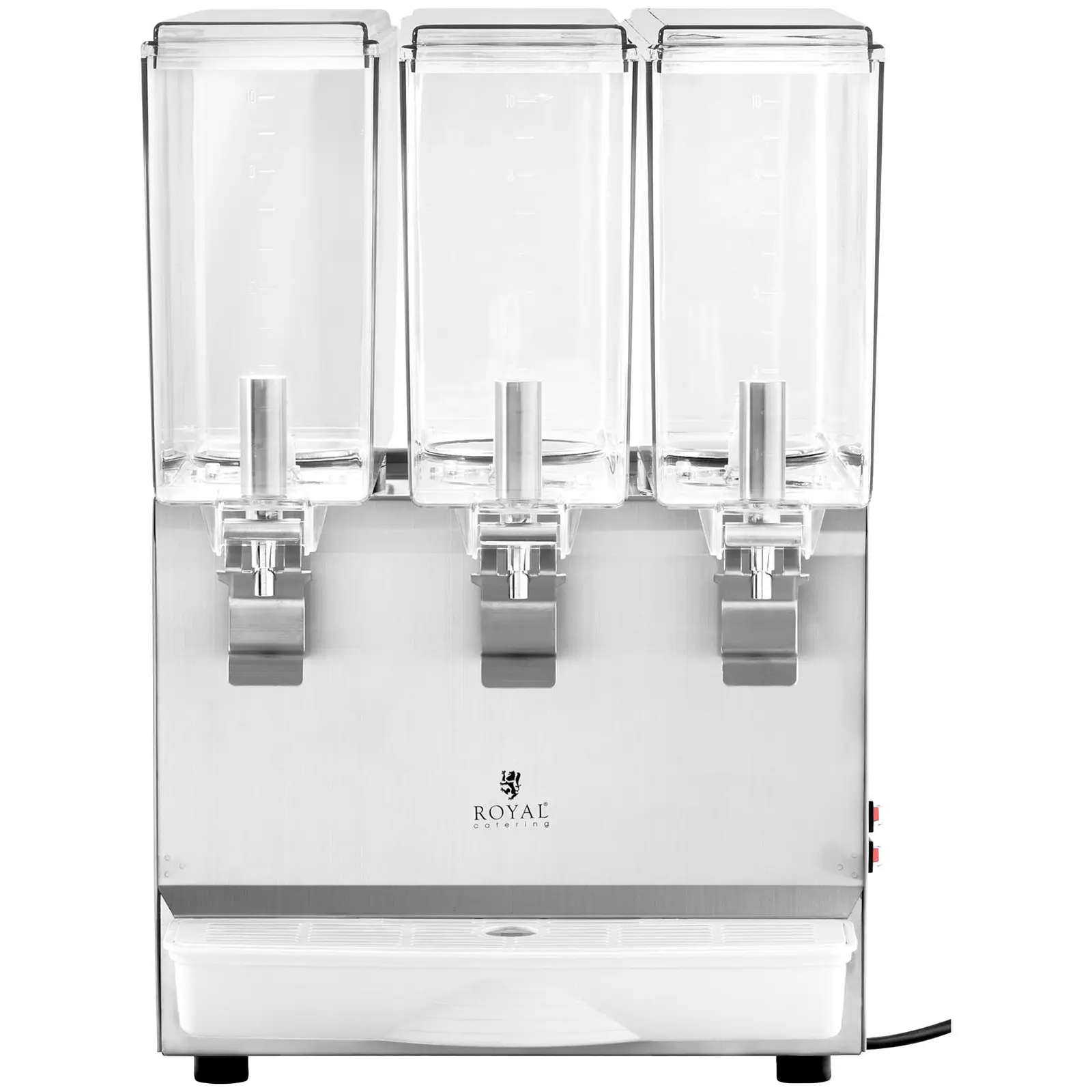 Dávkovač nápojů  - 3 x 10 l - Royal Catering - systém chlazení (Barva: Stříbrná)