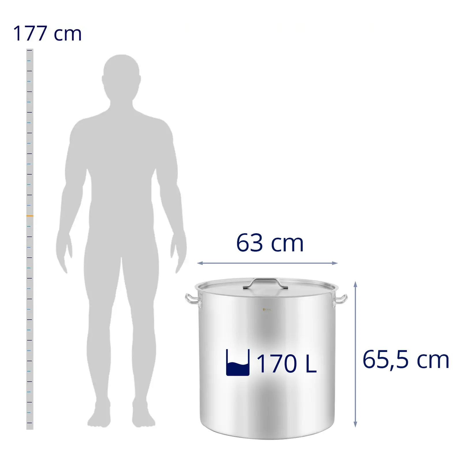 Induction Cooking Pot - 170 l - Ø 60 cm - Royal Catering (Colour: Silver)