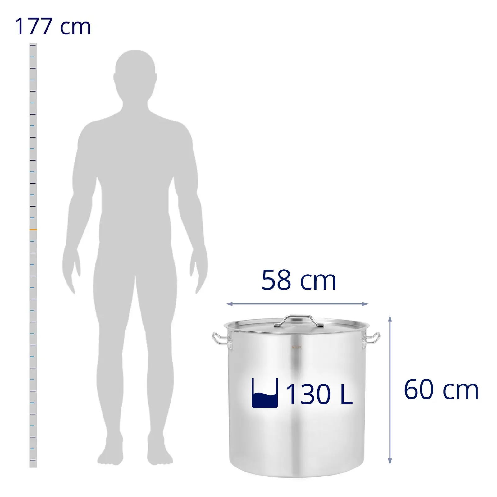 Oală inducție - 130 L - Ø 55 cm - Royal Catering (Culoare: Argint)