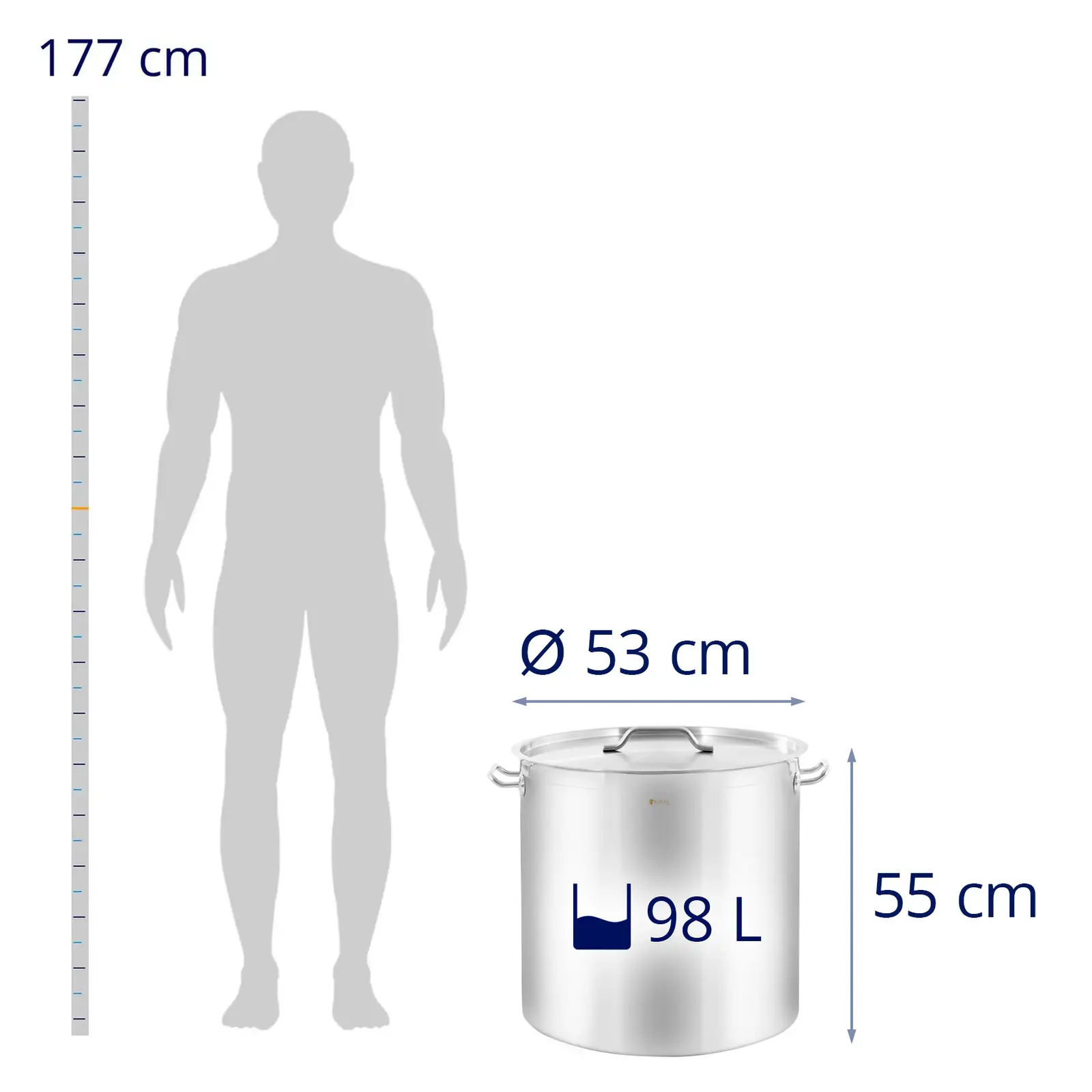 Indukční hrnec - 98 l - Ø 50 cm - Royal Catering (Vnitřní průměr: 500 mm)