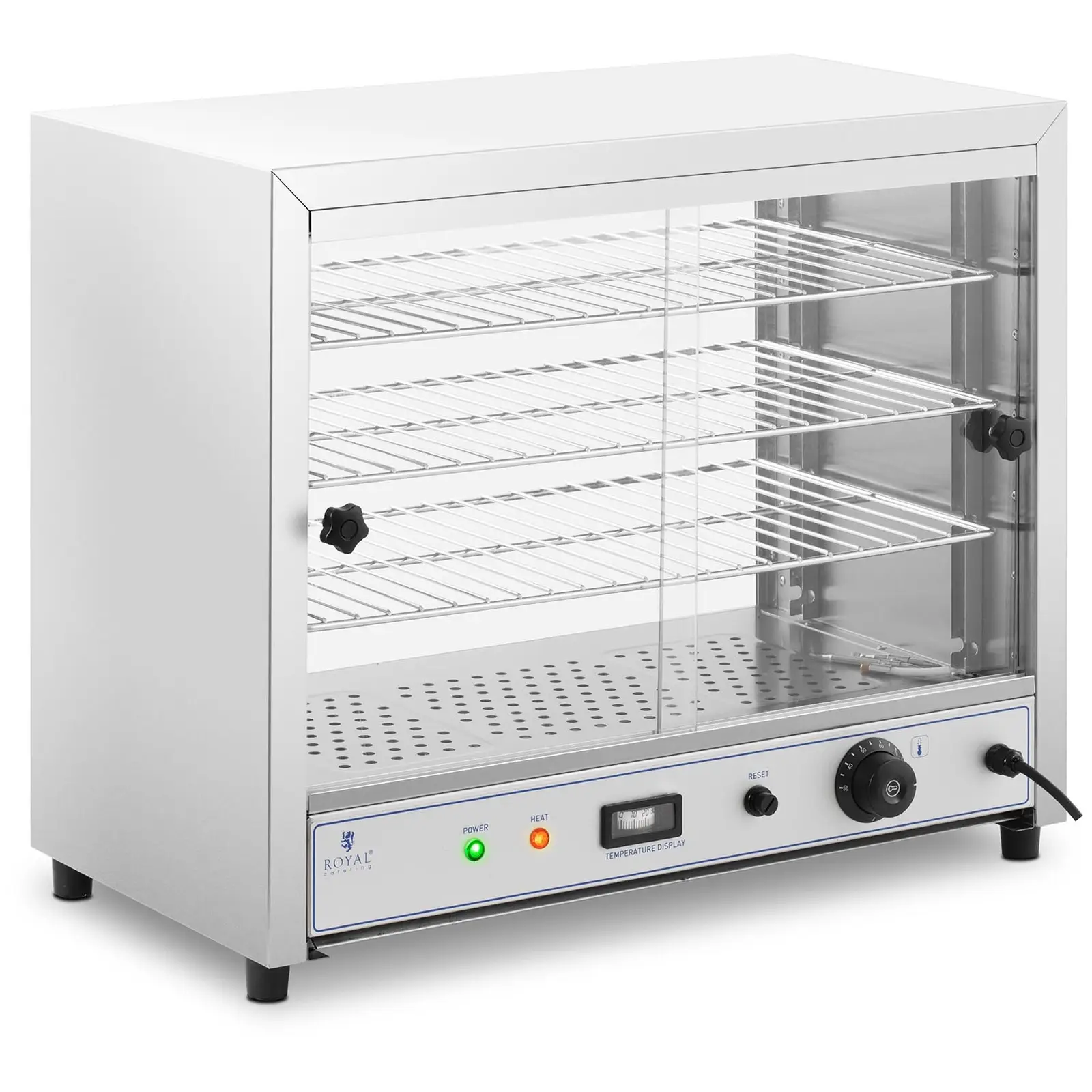 Ohřevná vitrína 54 cm 1,000 W 3 úložné mřížky - Ohřevné vitríny Royal Catering