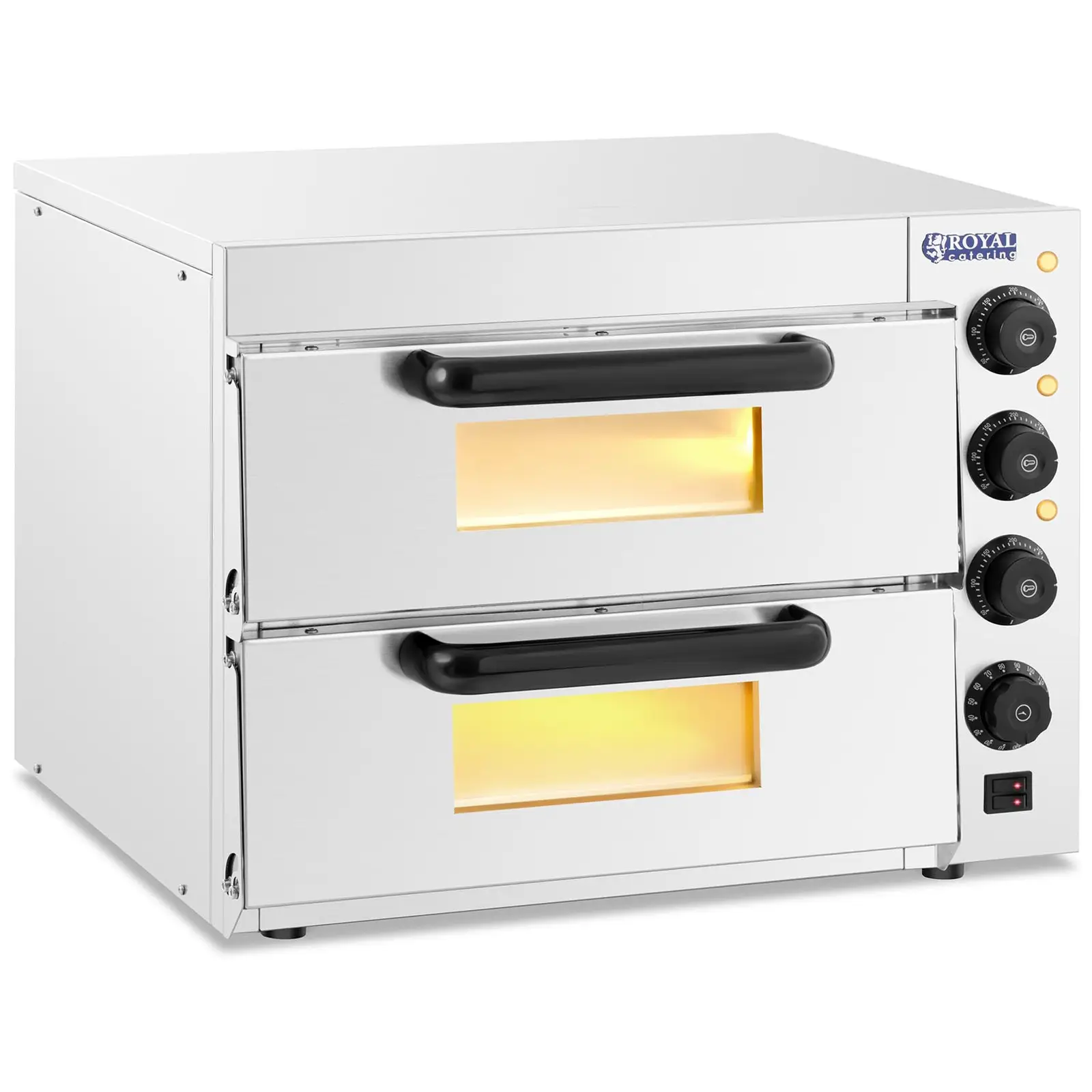 Pizzaugn - 2 kammare - Royal Catering - Chamotte - 3,000 W - 2 x Ø 36 cm